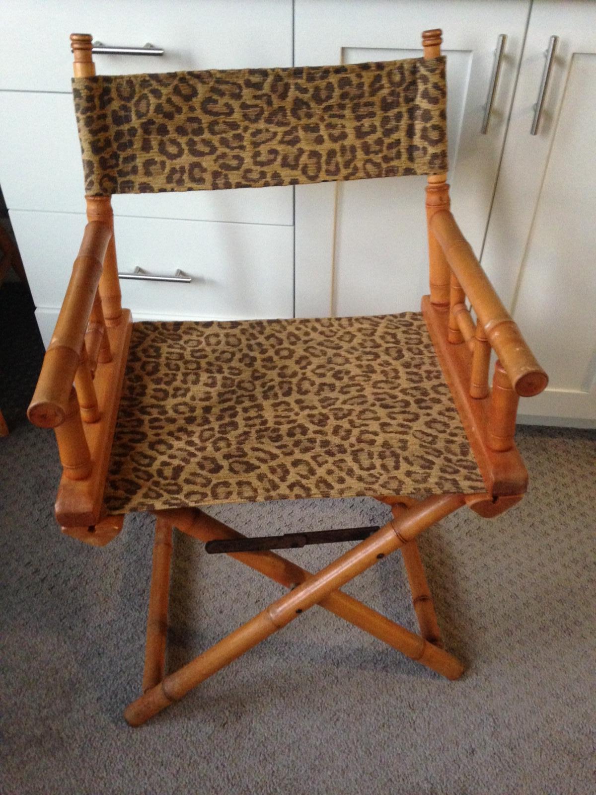 Directors Chairs from Telescope Chair, Leopard Print Fabric, Midcentury, Pair For Sale 6