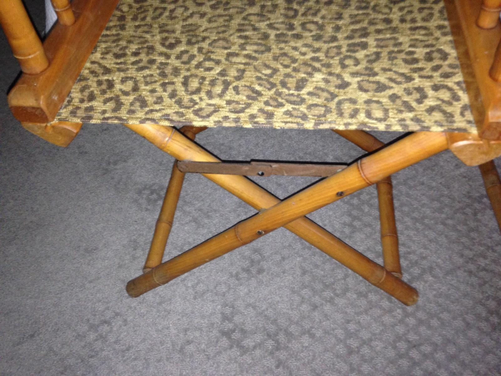 Directors Chairs from Telescope Chair, Leopard Print Fabric, Midcentury, Pair In Good Condition For Sale In Madison, WI