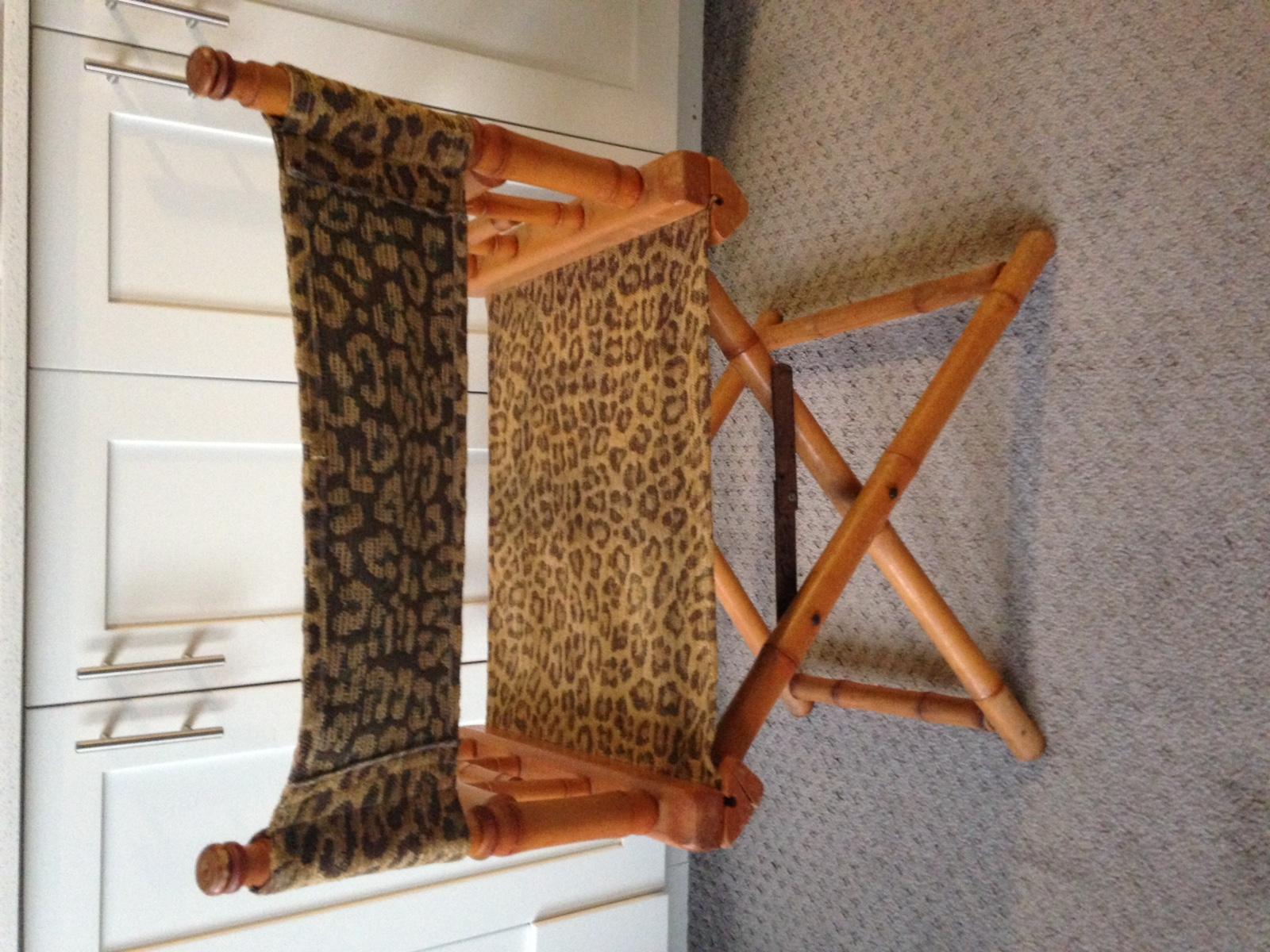 20th Century Directors Chairs from Telescope Chair, Leopard Print Fabric, Midcentury, Pair For Sale