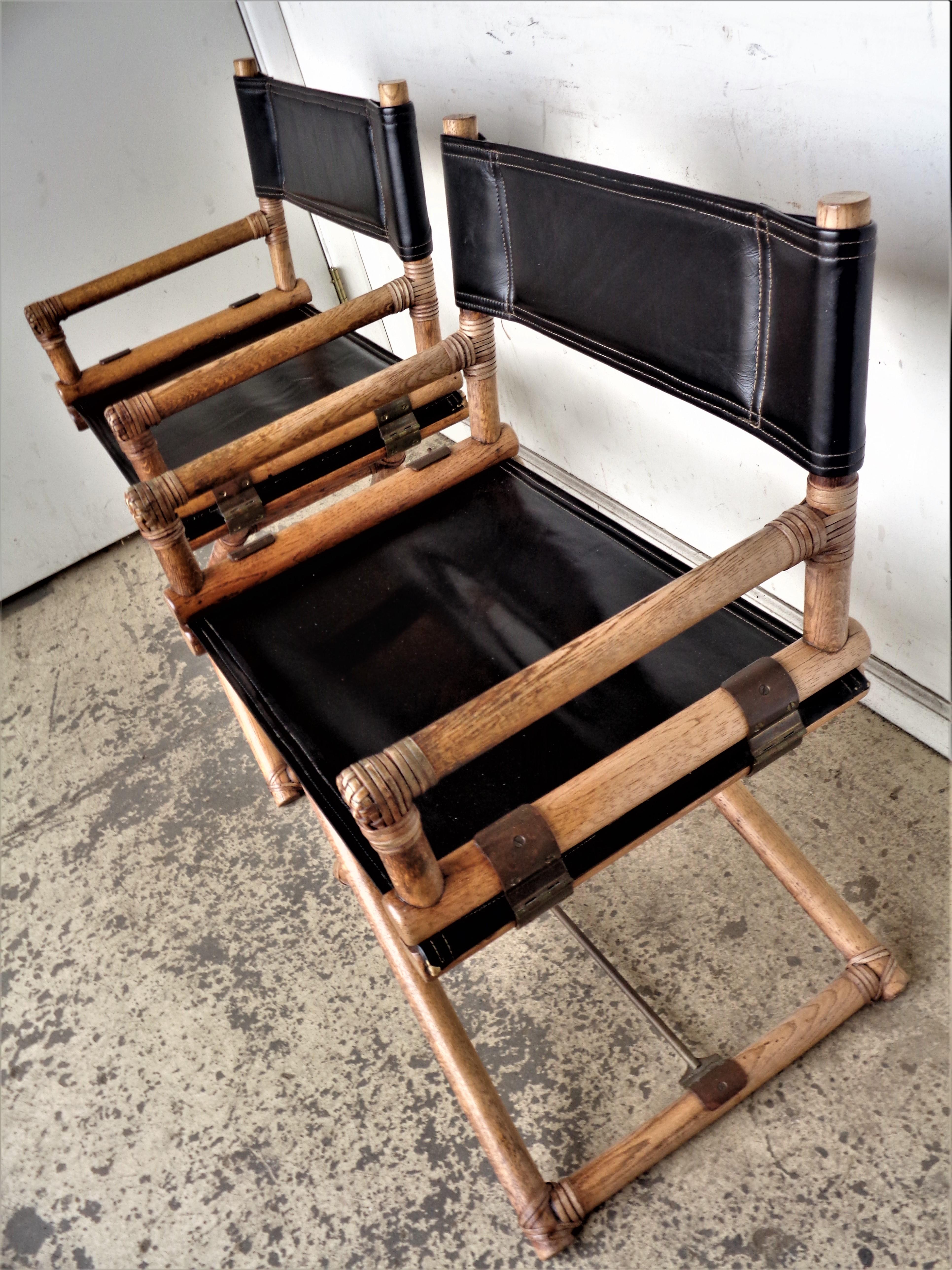 Director's X-Chairs by McGuire, Circa 1960 In Good Condition In Rochester, NY