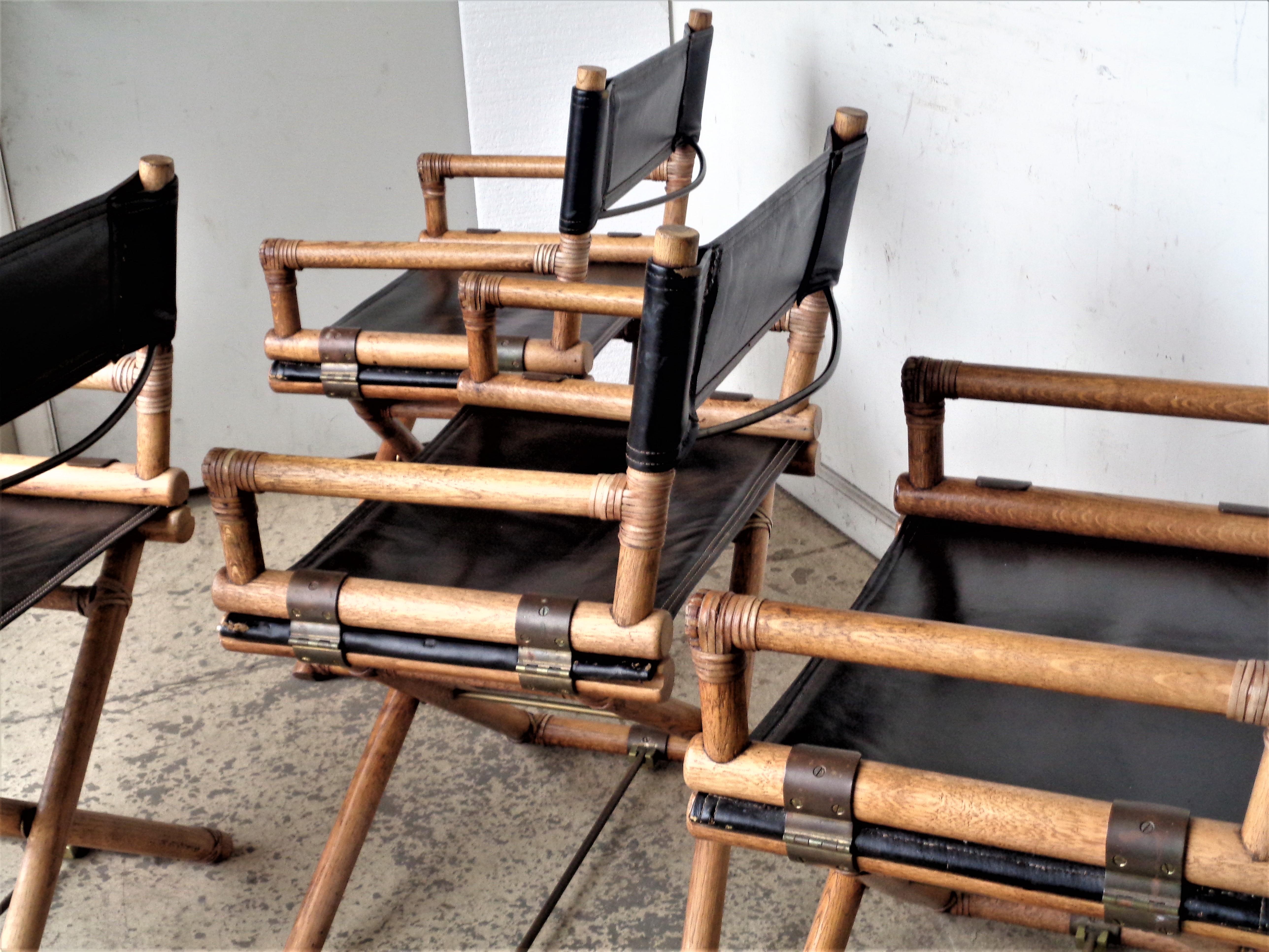 Brass Director's X-Chairs by McGuire, Circa 1960