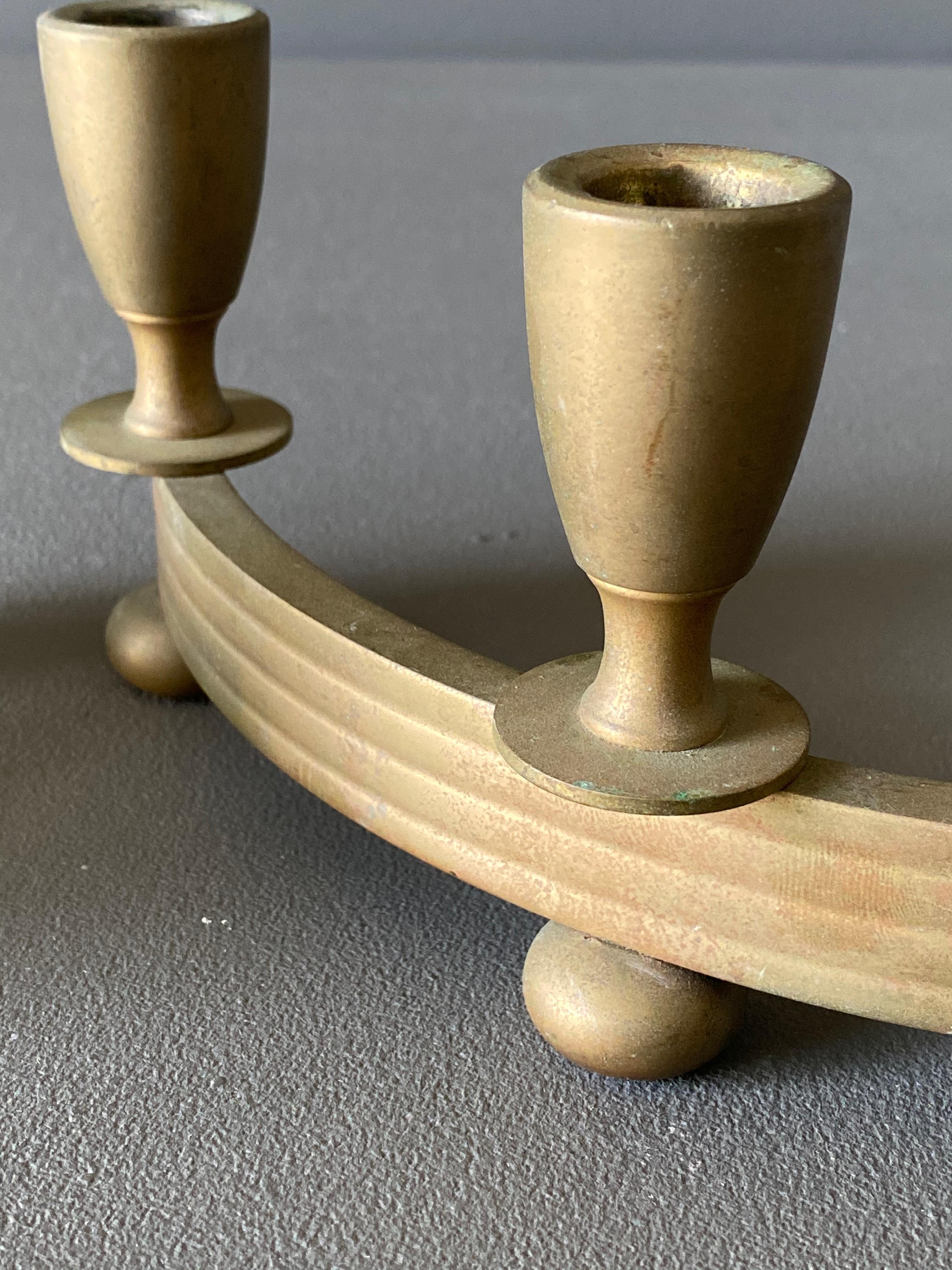 American Dirilyte Solid Brass Candle Holders, circa 1955