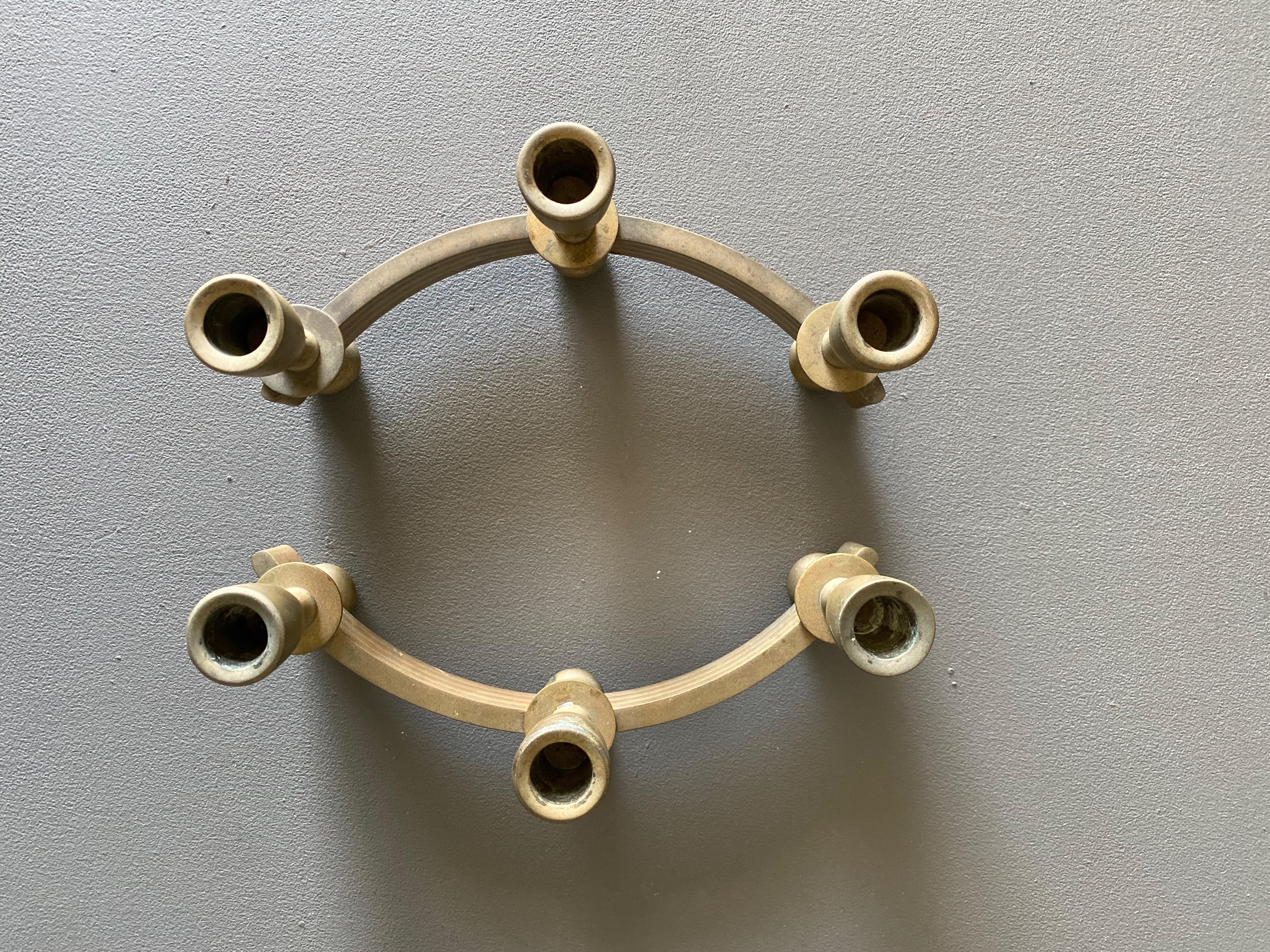 20th Century Dirilyte Solid Brass Candle Holders, circa 1955