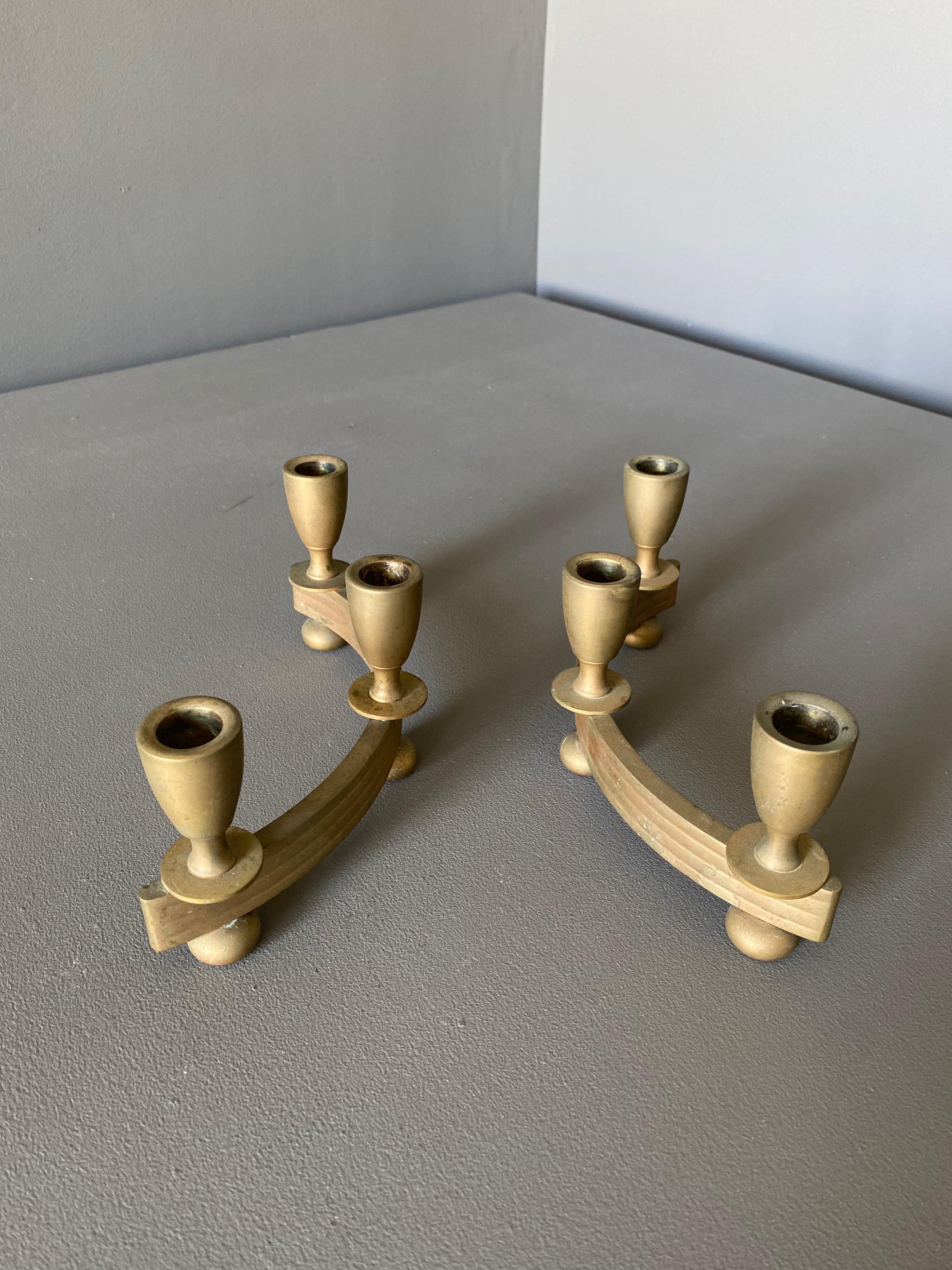 Dirilyte Solid Brass Candle Holders, circa 1955 1
