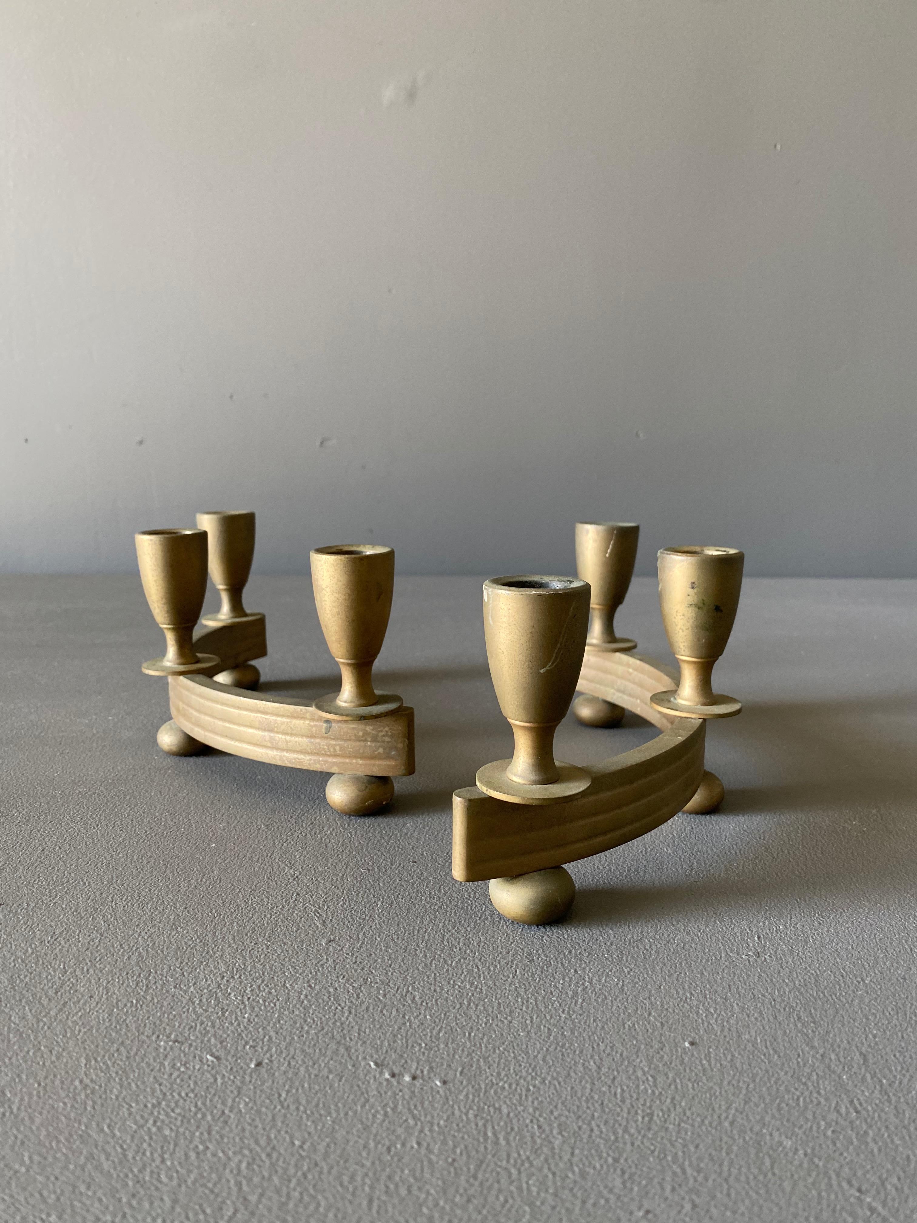 Dirilyte Solid Brass Candle Holders, circa 1955 2