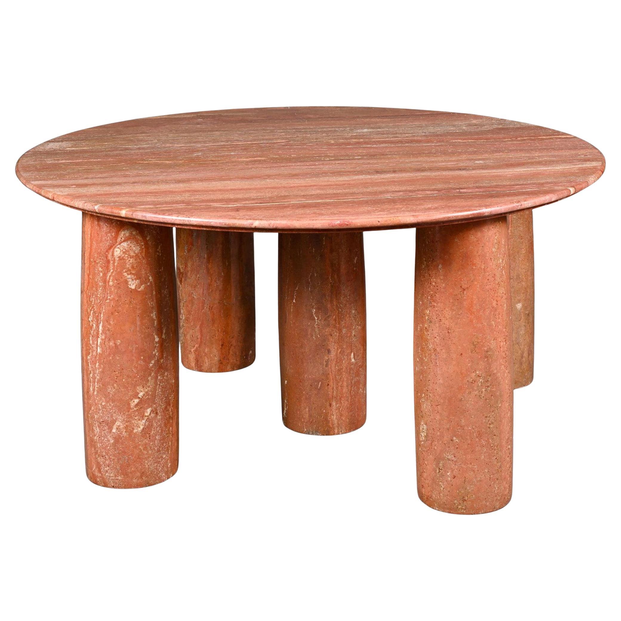 Tavolo da pranzo in travertino rosso "IL COLONNATO" di Mario Bellini Ed. Cassina 1970