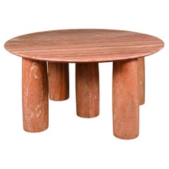 Tavolo da pranzo in travertino rosso "IL COLONNATO" di Mario Bellini Ed. Cassina 1970