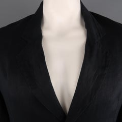 DIRK BIKKEMBERGS 38 Black Solid Linen Notch Lapel Sport Coat