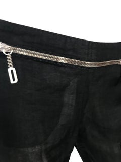 Dirk Bikkembergs black linen zipper pants
