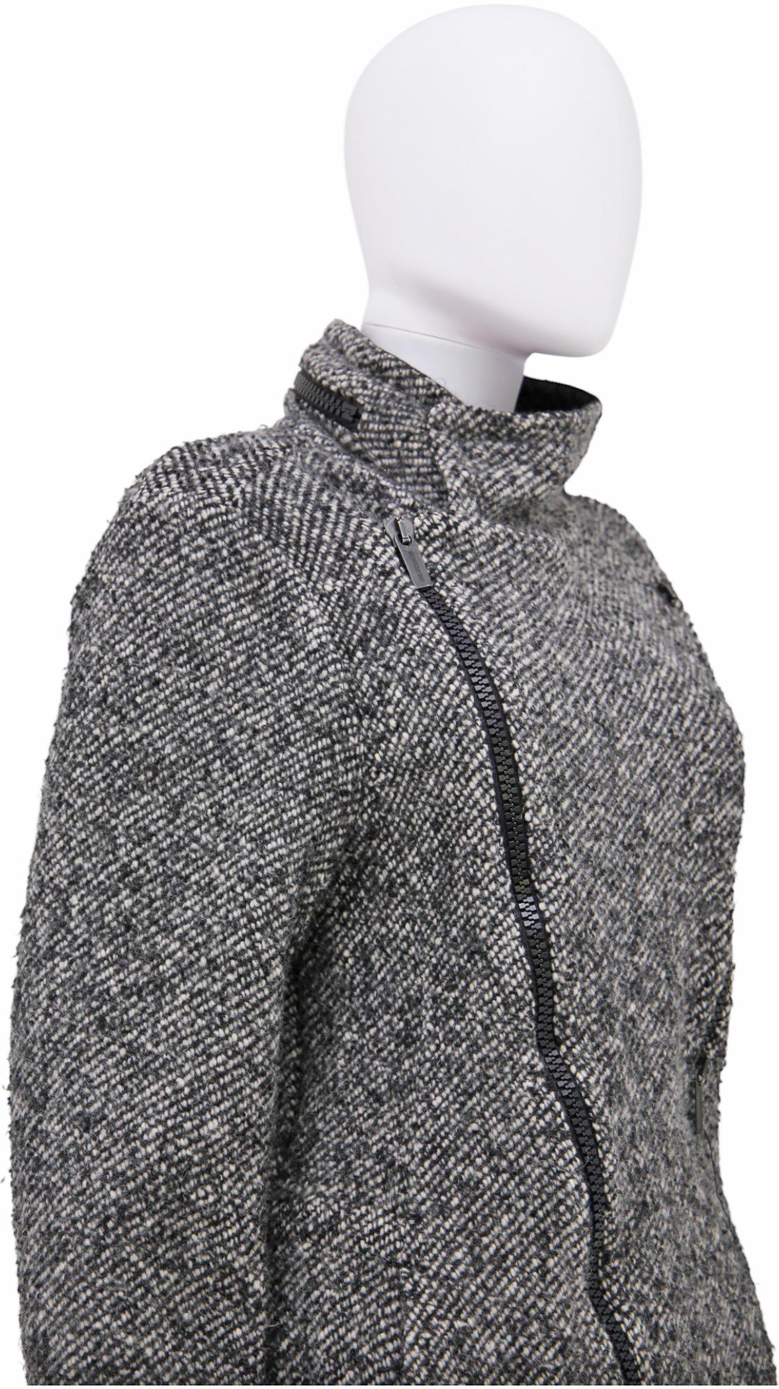 Dirk Bikkembergs F/W 2003 Veste asymétrique zippée en laine grise en vente 5