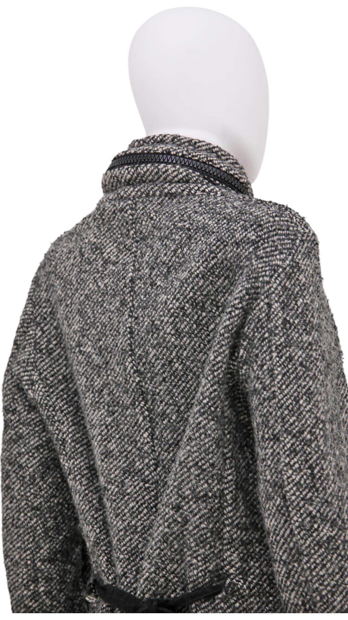 Dirk Bikkembergs F/W 2003 Veste asymétrique zippée en laine grise en vente 6