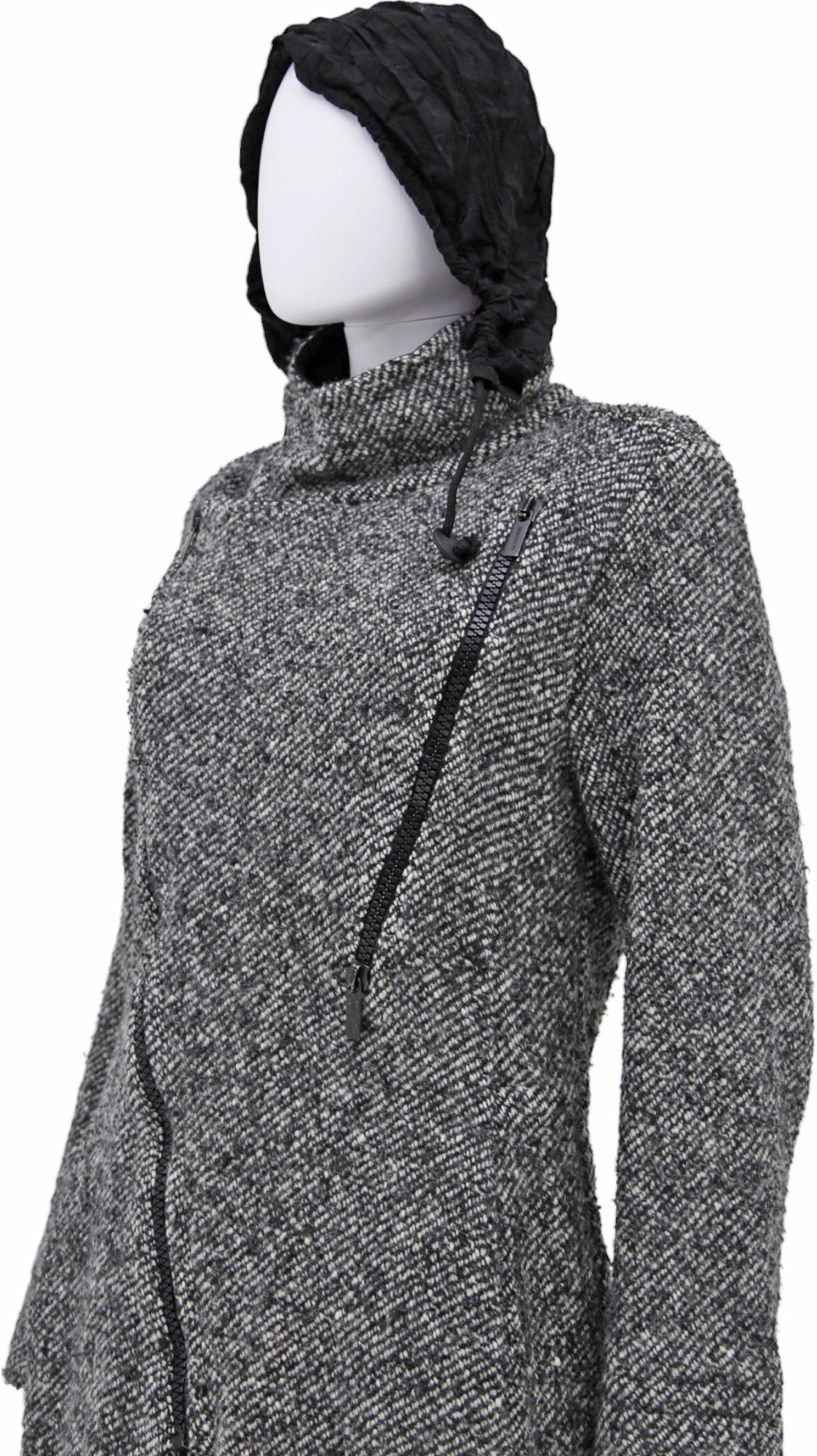 Dirk Bikkembergs F/W 2003 Veste asymétrique zippée en laine grise en vente 8
