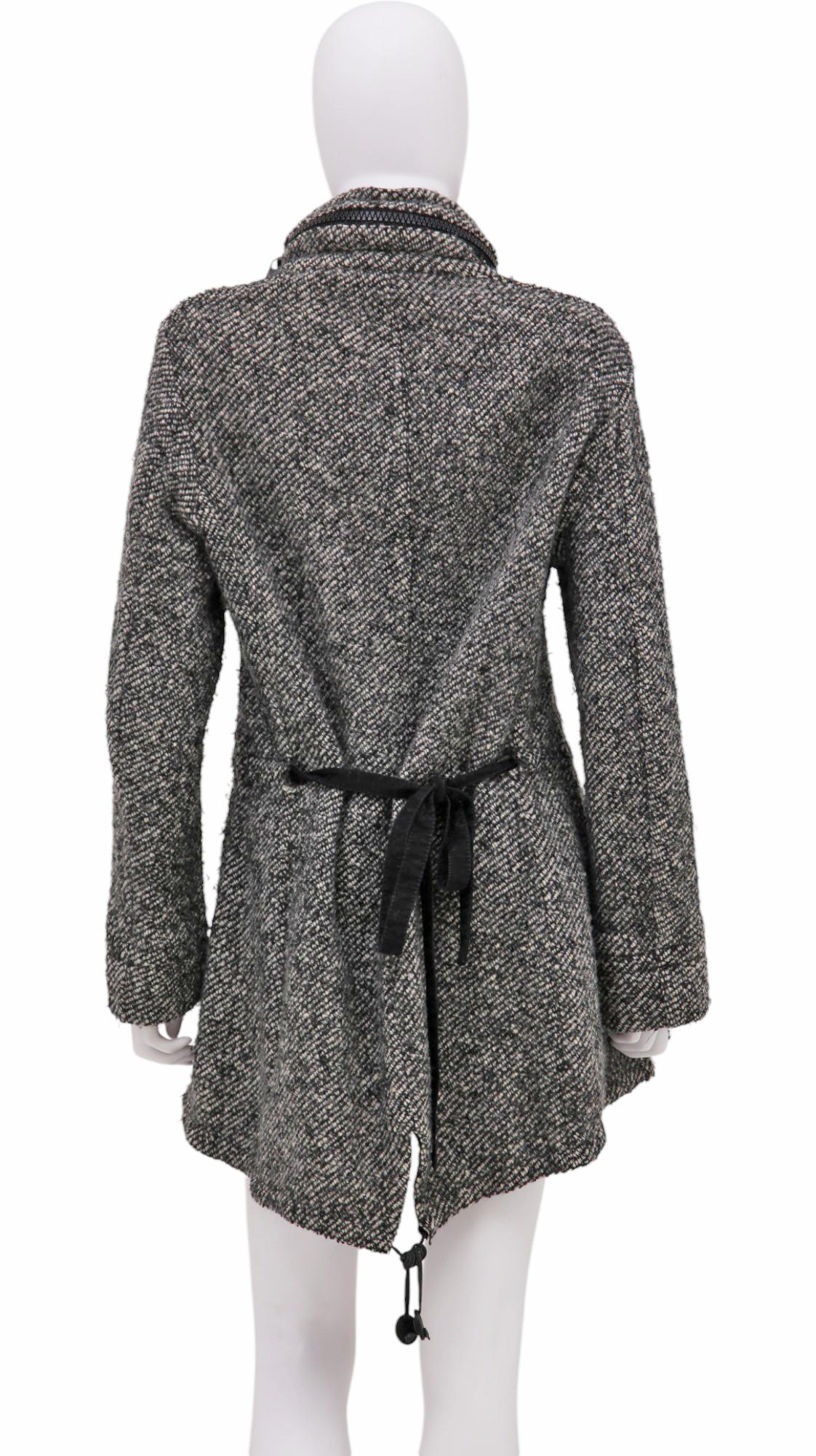 Dirk Bikkembergs F/W 2003 Veste asymétrique zippée en laine grise Excellent état - En vente à Caserta, IT