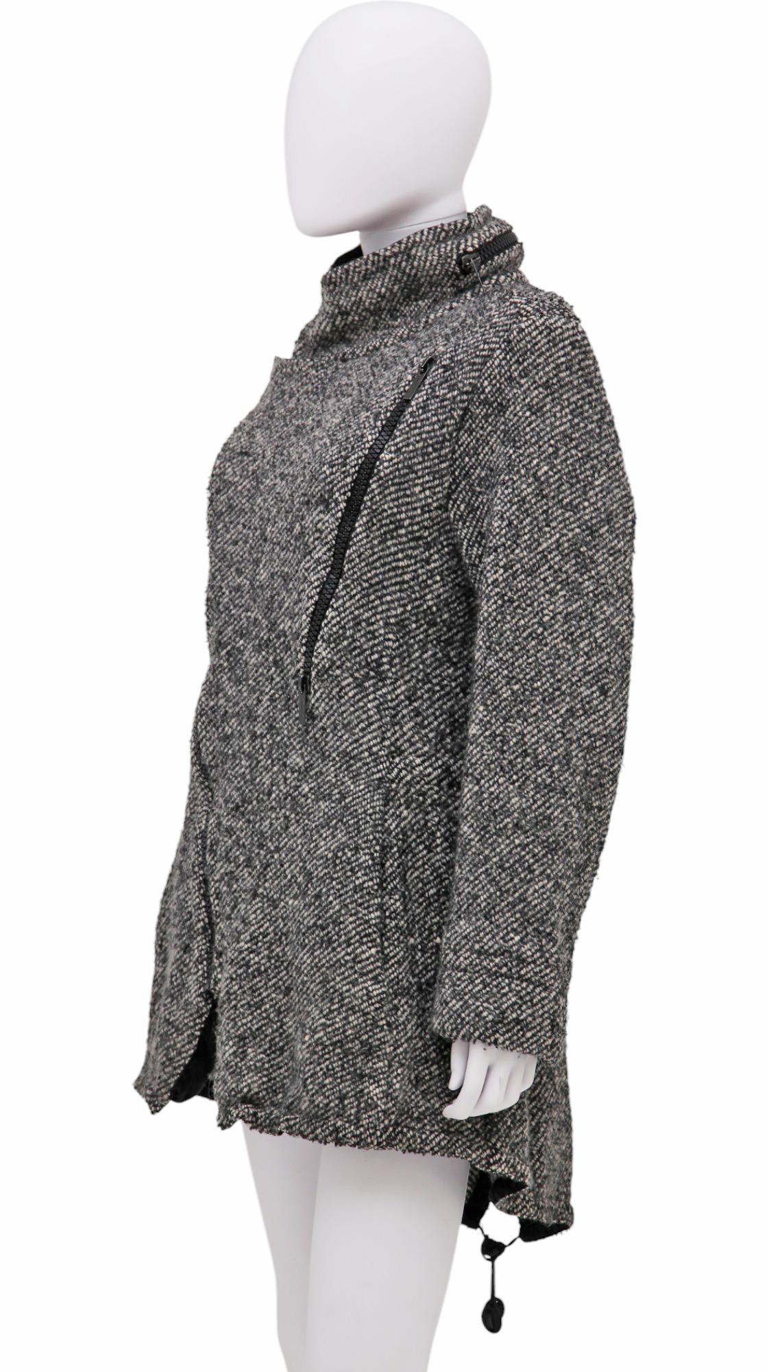 Dirk Bikkembergs F/W 2003 Veste asymétrique zippée en laine grise Pour femmes en vente