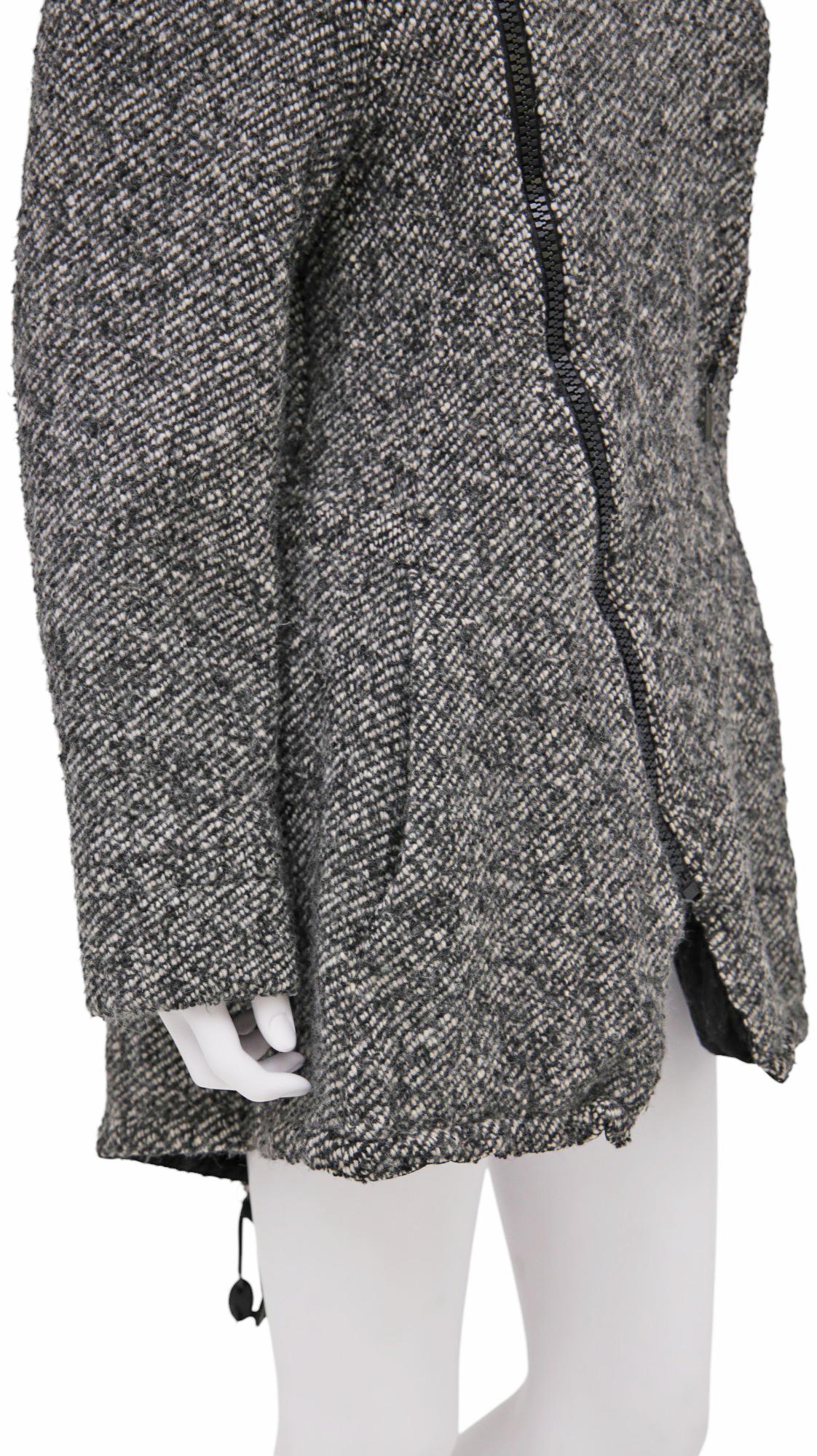 Dirk Bikkembergs F/W 2003 Veste asymétrique zippée en laine grise en vente 4