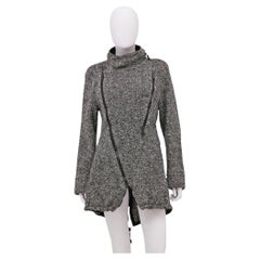 Dirk Bikkembergs F/W 2003 Chaqueta asimétrica de lana gris con cremallera