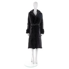 Dirk Bikkembergs F/W 2003 black Mongolian lamb fur leather coat