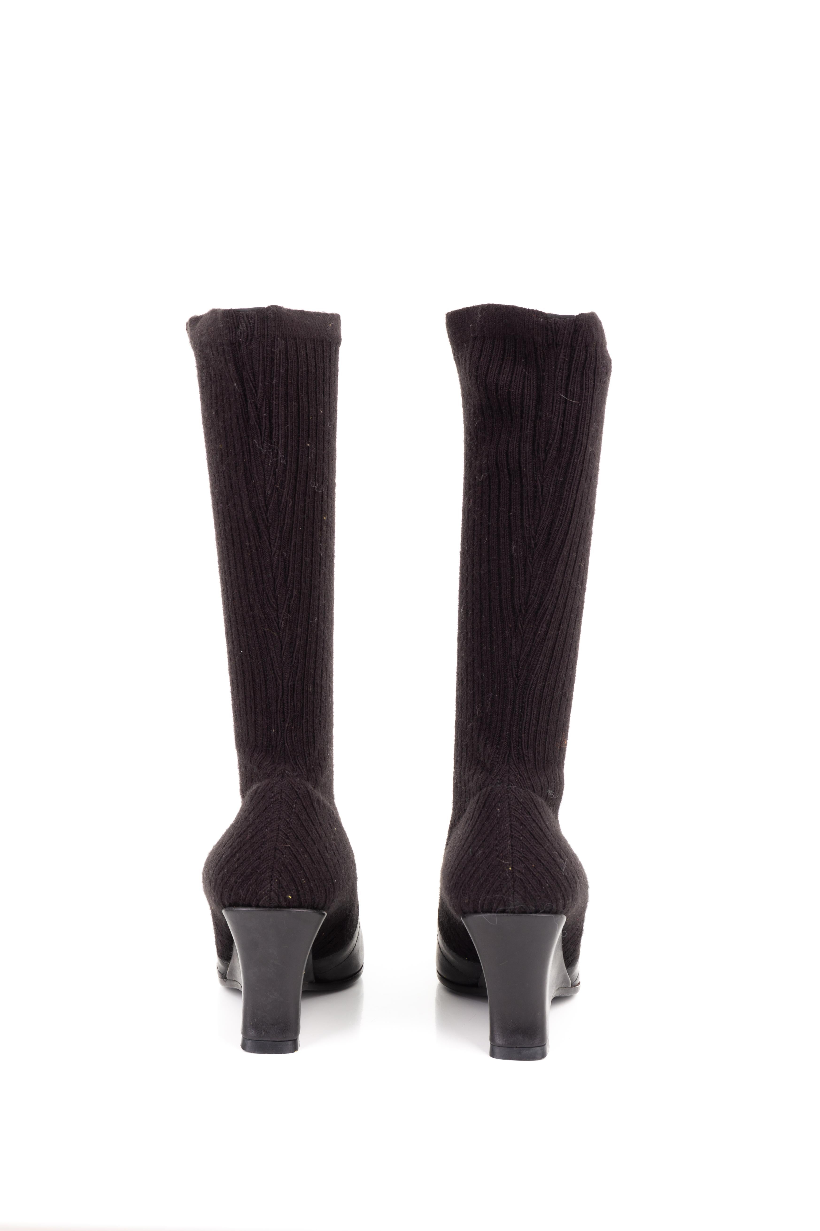 Dirk Bikkembergs F/W 2003 rib knit wedge boots In Excellent Condition For Sale In Rome, IT