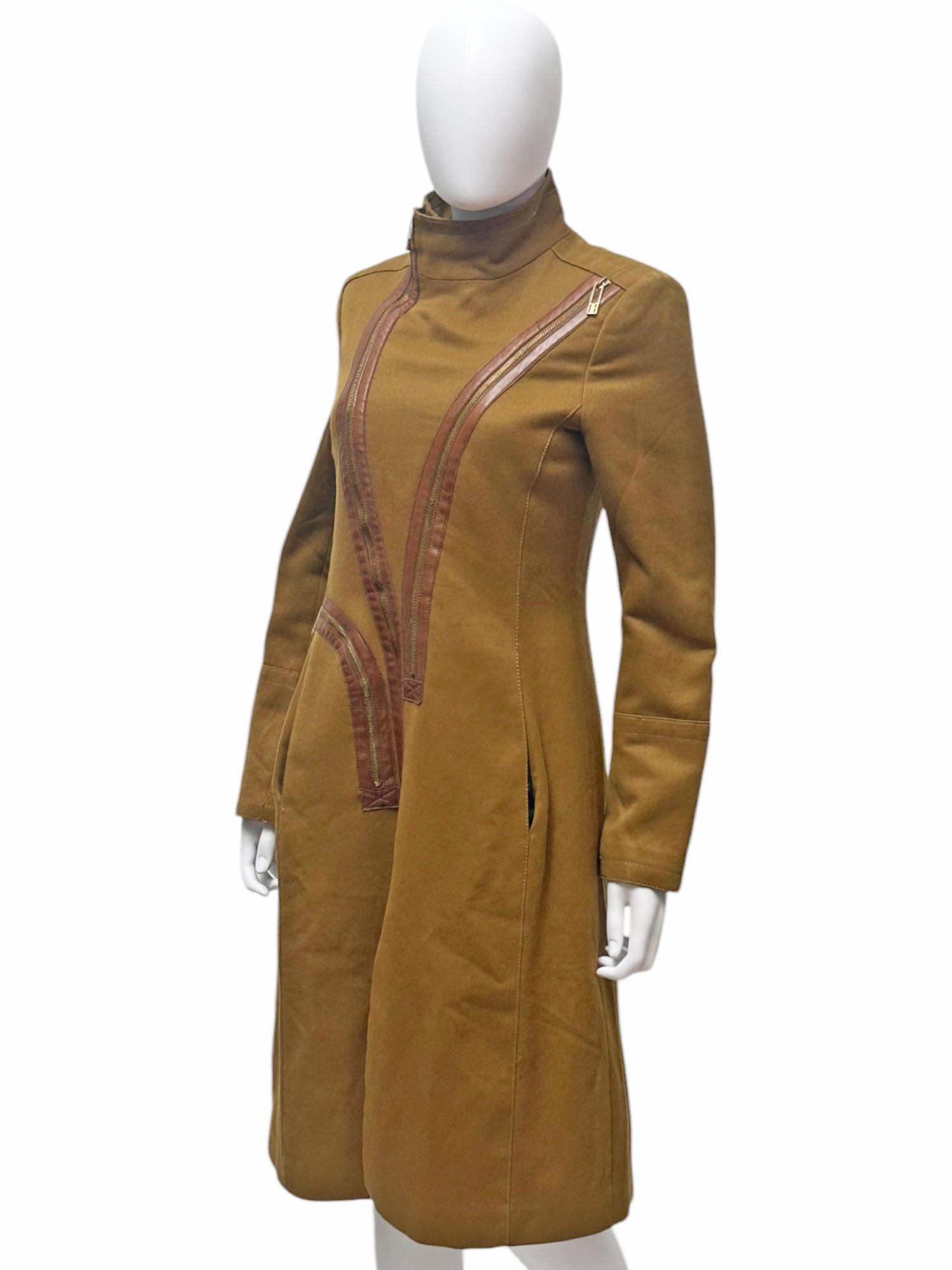 Dirk Bikkembergs F/W 2004 Zipped Brown Cotton Coat In condizioni ottime in vendita a Caserta, IT