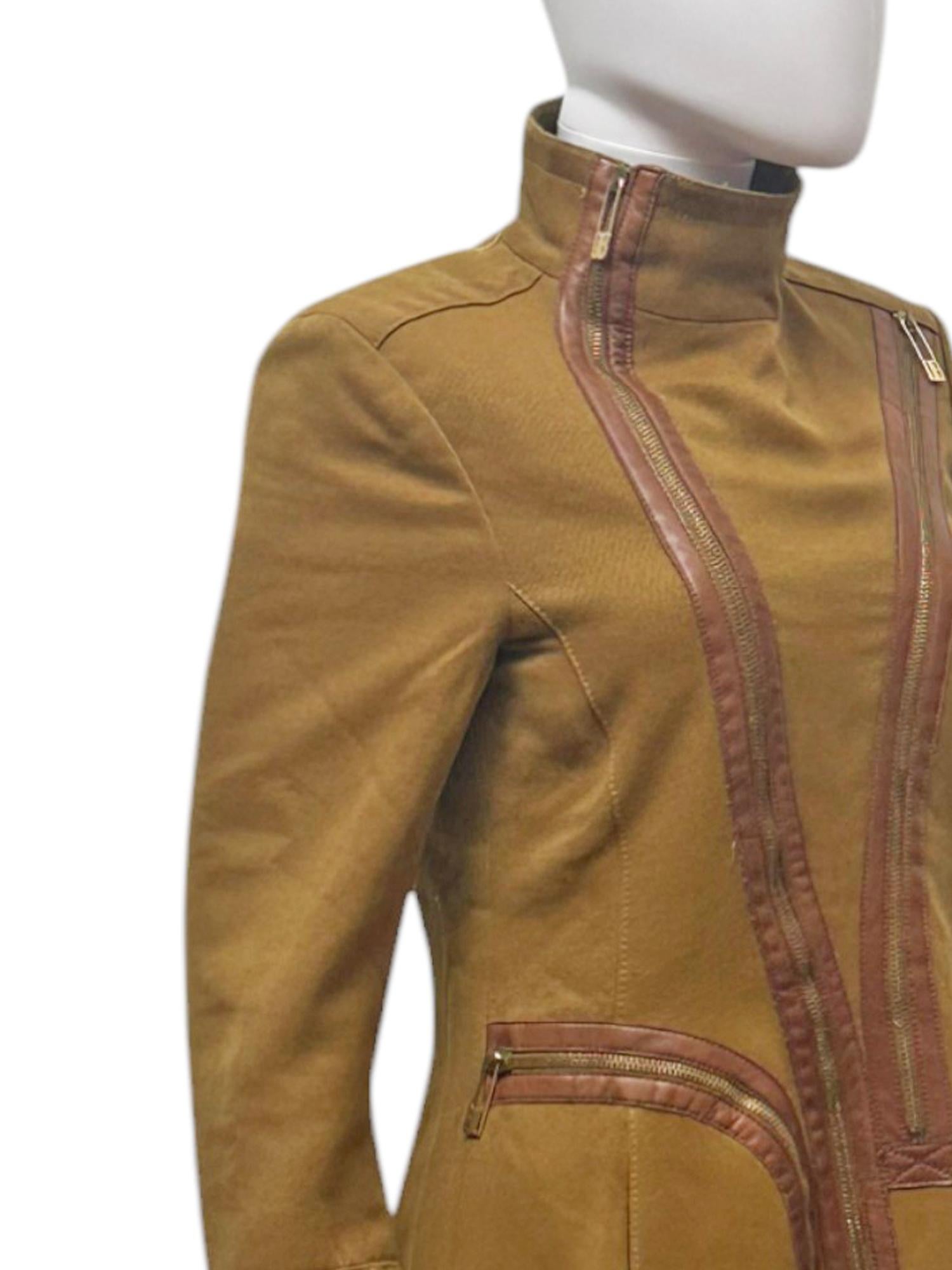 Dirk Bikkembergs F/W 2004 Zipped Brown Cotton Coat in vendita 2