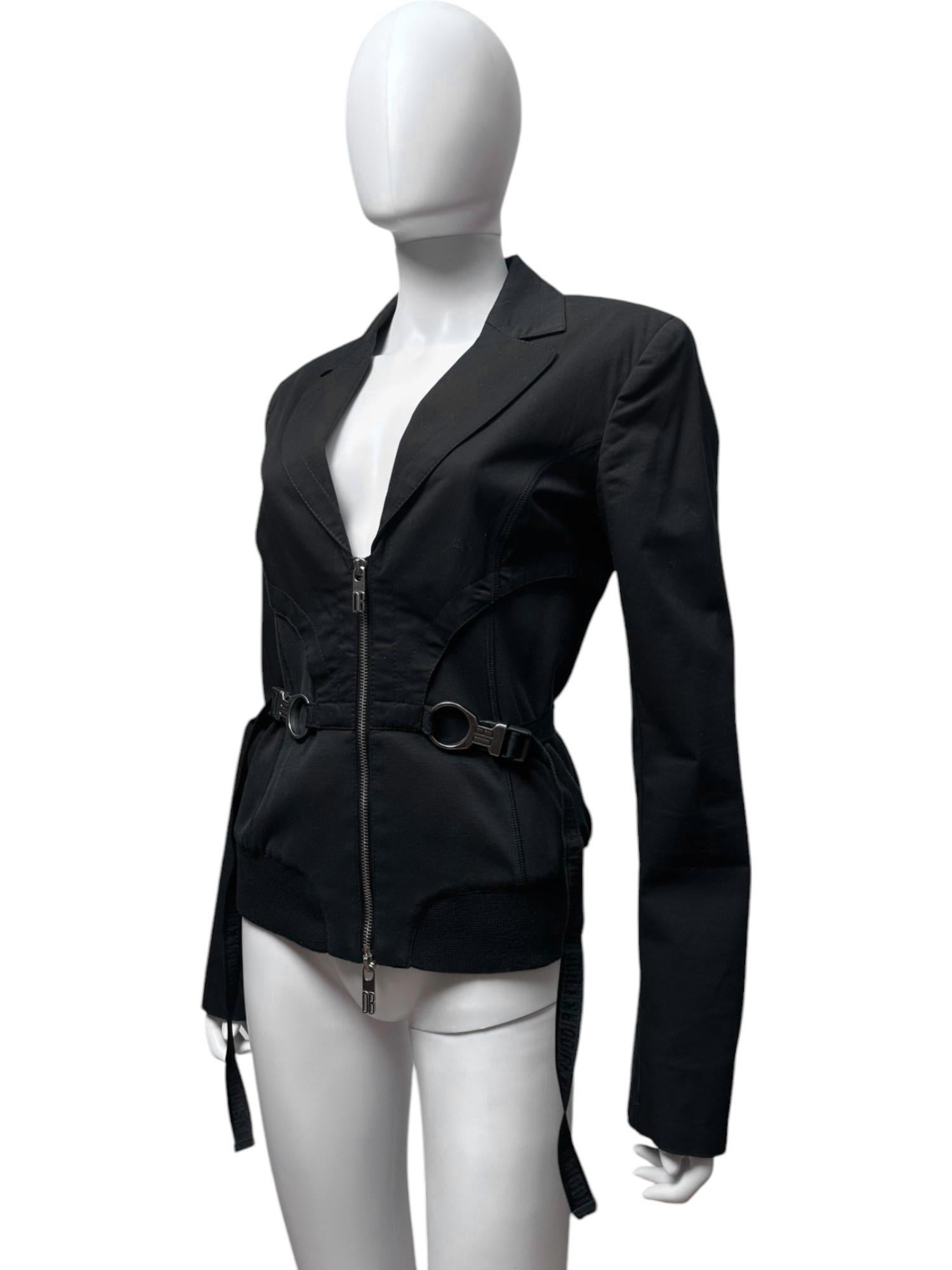 Dirk Bikkembergs S/S 2005 Schwarzer Utility Bondage Blazer (Black) im Angebot