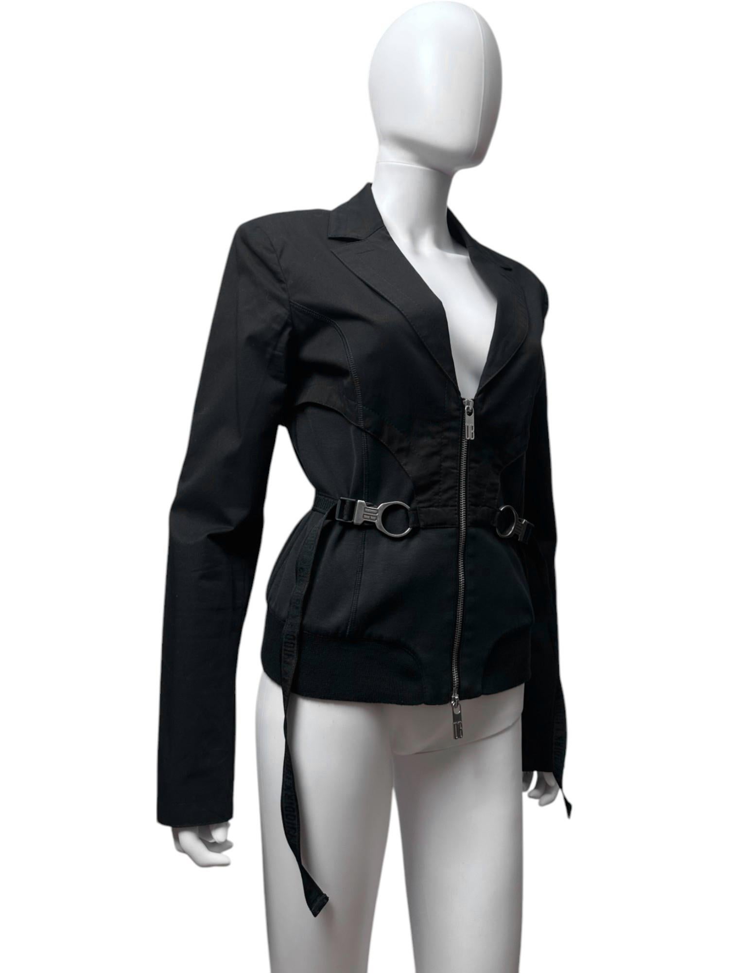 Dirk Bikkembergs S/S 2005 Schwarzer Utility Bondage Blazer Damen im Angebot