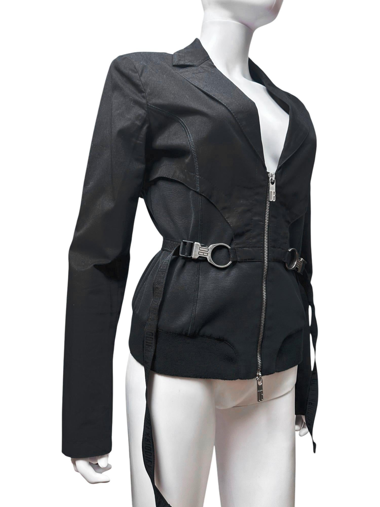 Dirk Bikkembergs S/S 2005 Schwarzer Utility Bondage Blazer im Angebot 1