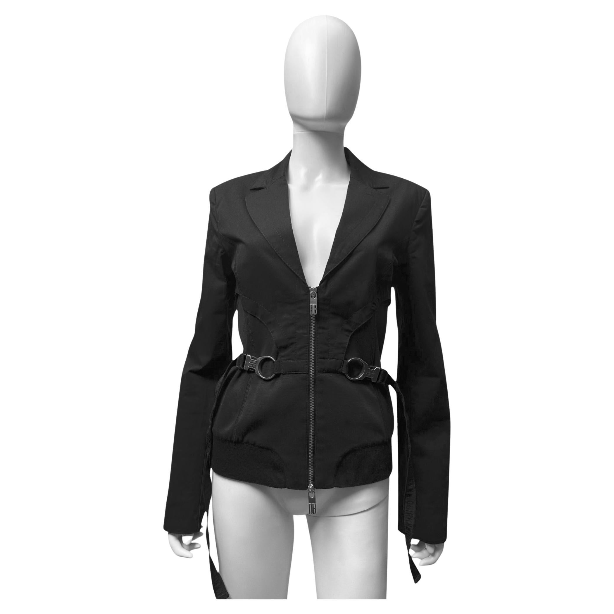 Dirk Bikkembergs S/S 2005 Schwarzer Utility Bondage Blazer im Angebot