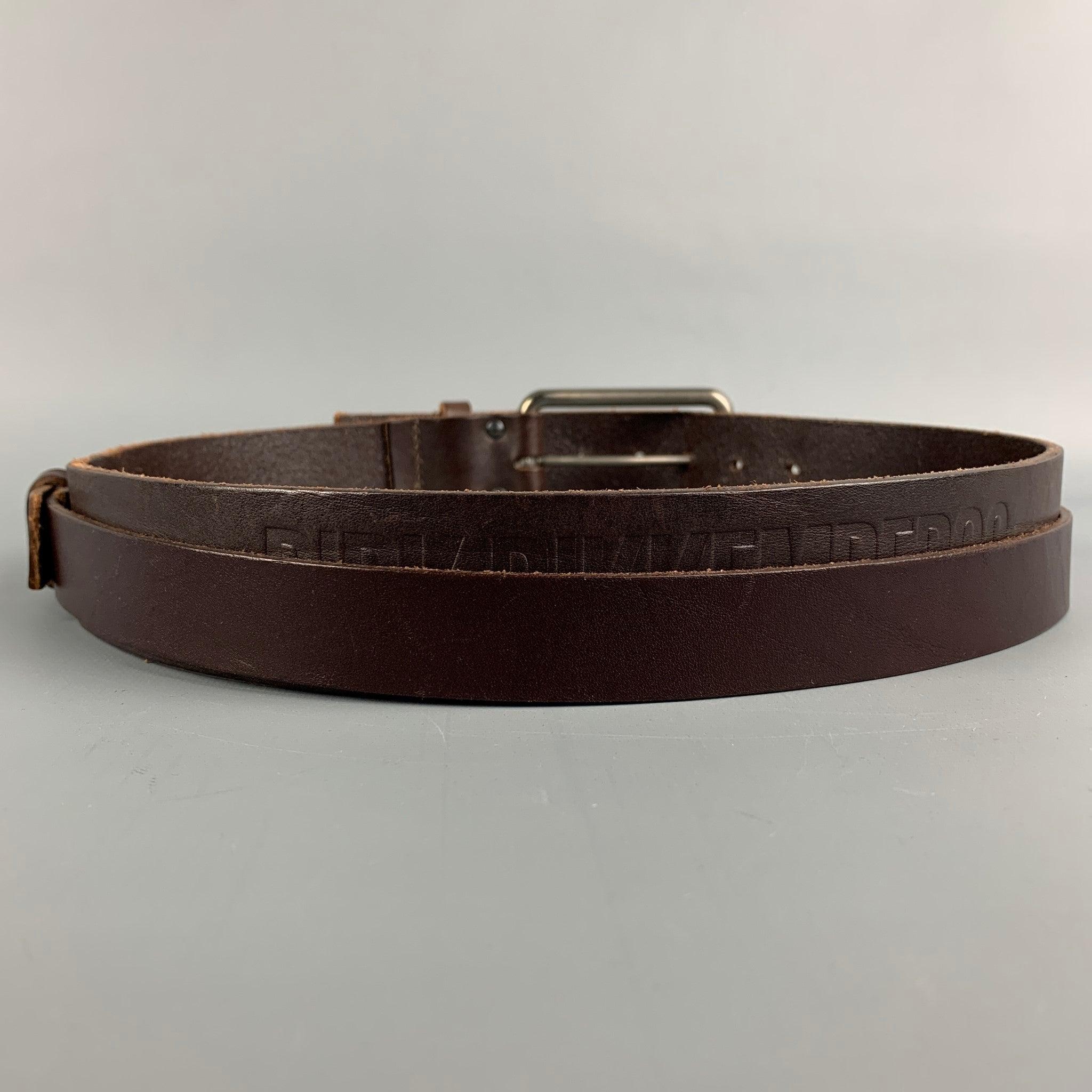 DIRK BIKKEMBERGS Size 30 Brown Leather Double Buckle Belt In Good Condition For Sale In San Francisco, CA