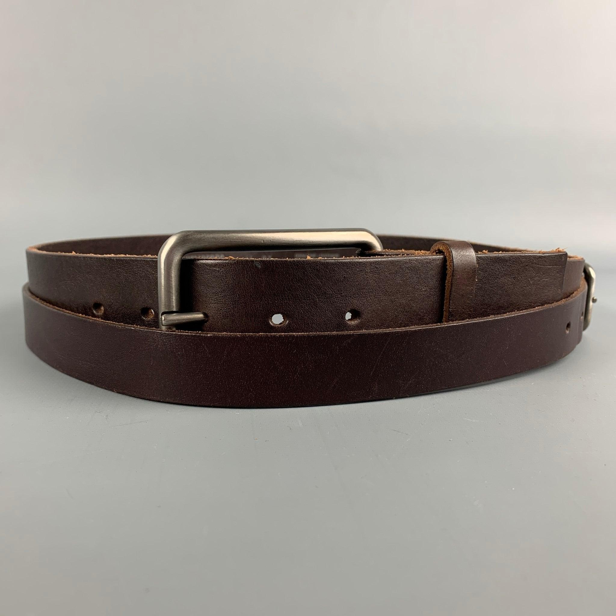 DIRK BIKKEMBERGS Size 30 Brown Leather Double Buckle Belt In Good Condition In San Francisco, CA