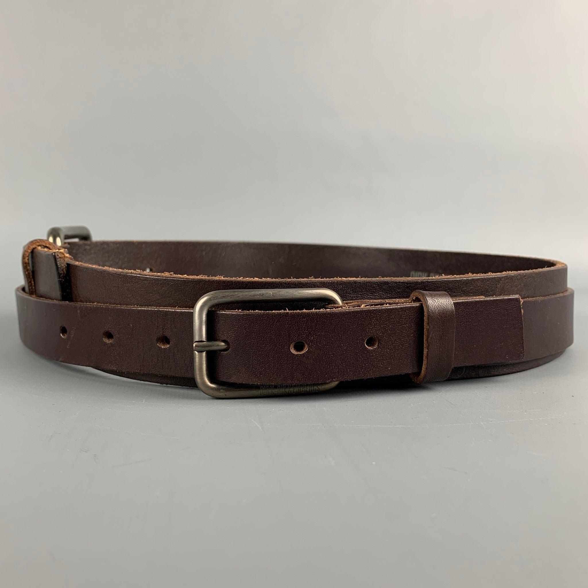 Men's DIRK BIKKEMBERGS Size 30 Brown Leather Double Buckle Belt For Sale