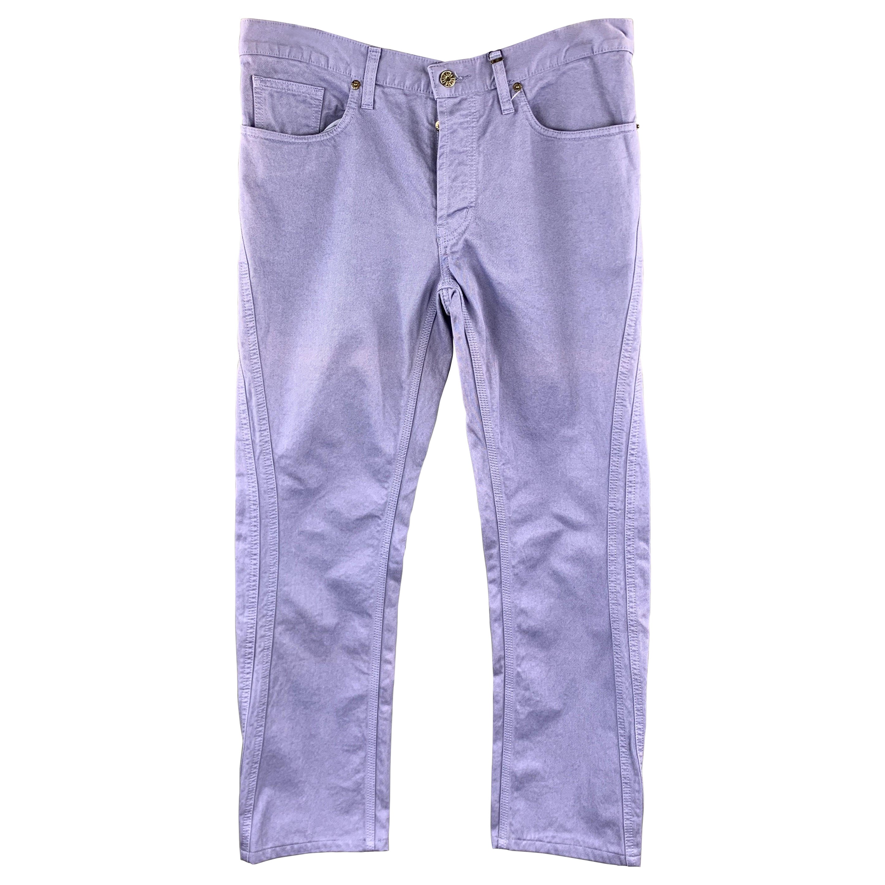 DIRK BIKKEMBERGS Größe 30 Lavendelfarbene lila Jeans mit doppeltem Saum im Angebot