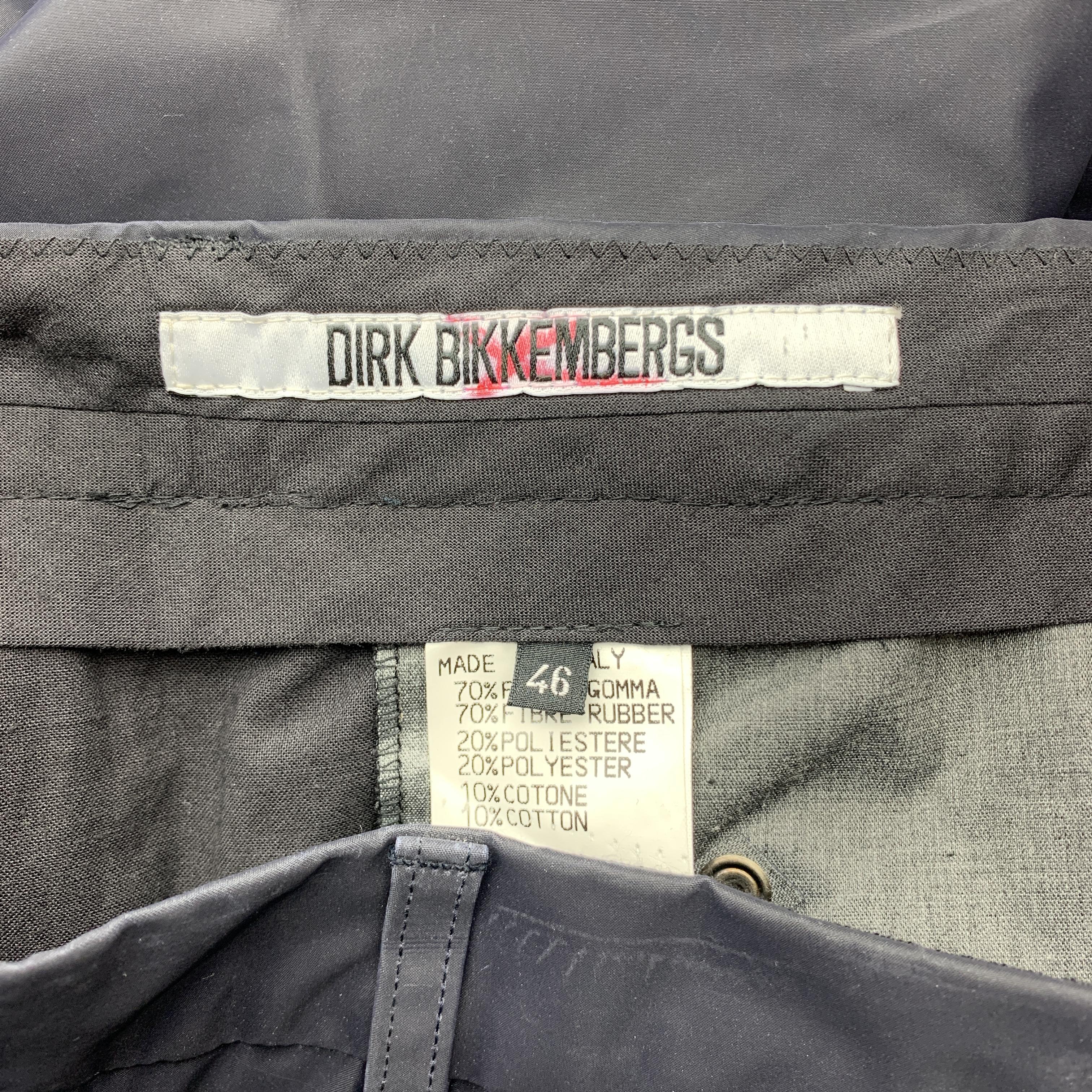 DIRK BIKKEMBERGS Size 30 Navy Rubberized Canvas Back Zip Pants 1