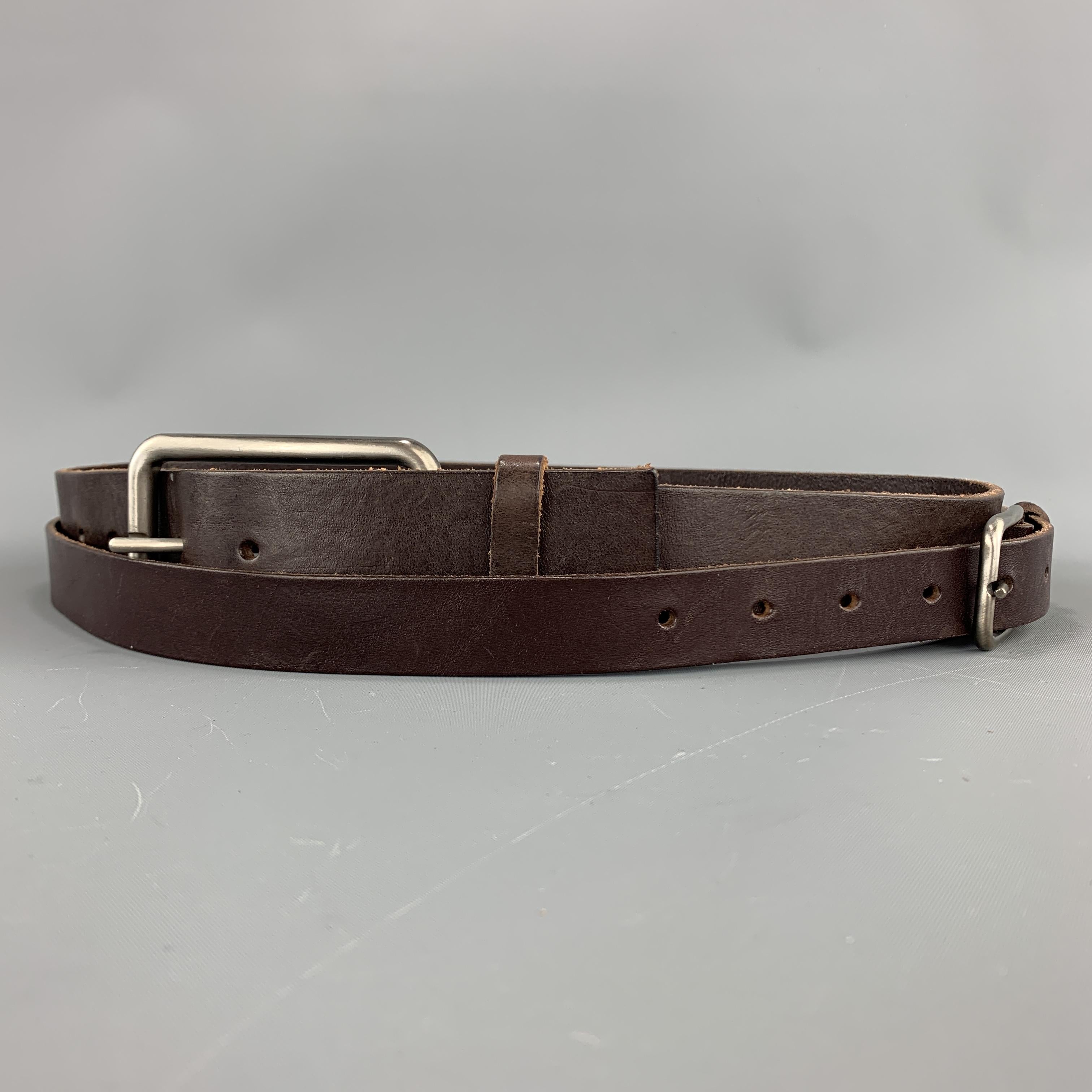 DIRK BIKKEMBERGS Size 32 Brown Leather Double Strap Layered Belt 1