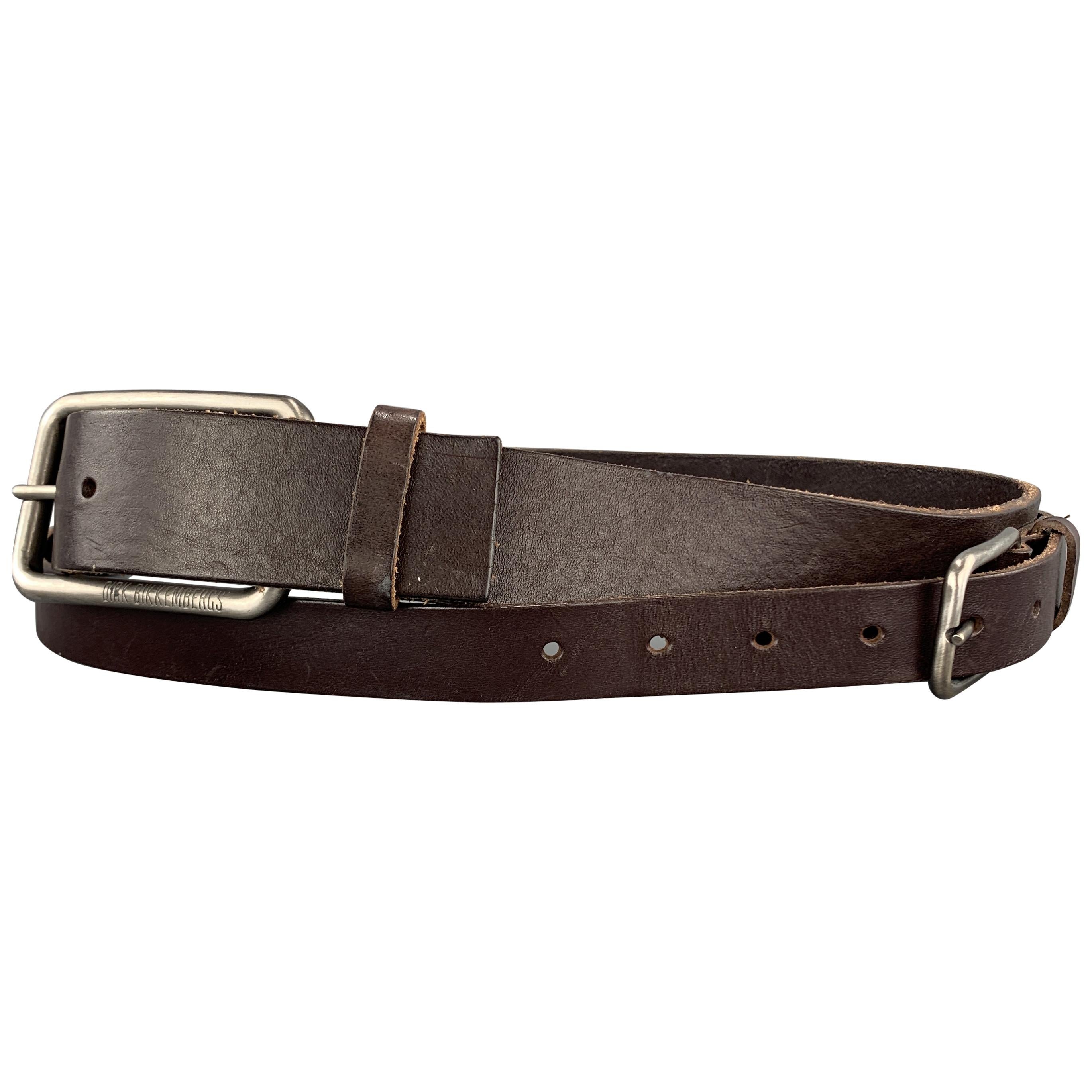 DIRK BIKKEMBERGS Size 32 Brown Leather Double Strap Layered Belt