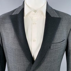 DIRK BIKKEMBERGS Size 36 Grey Black Polyester Wool Peak Lapel Sport Coat