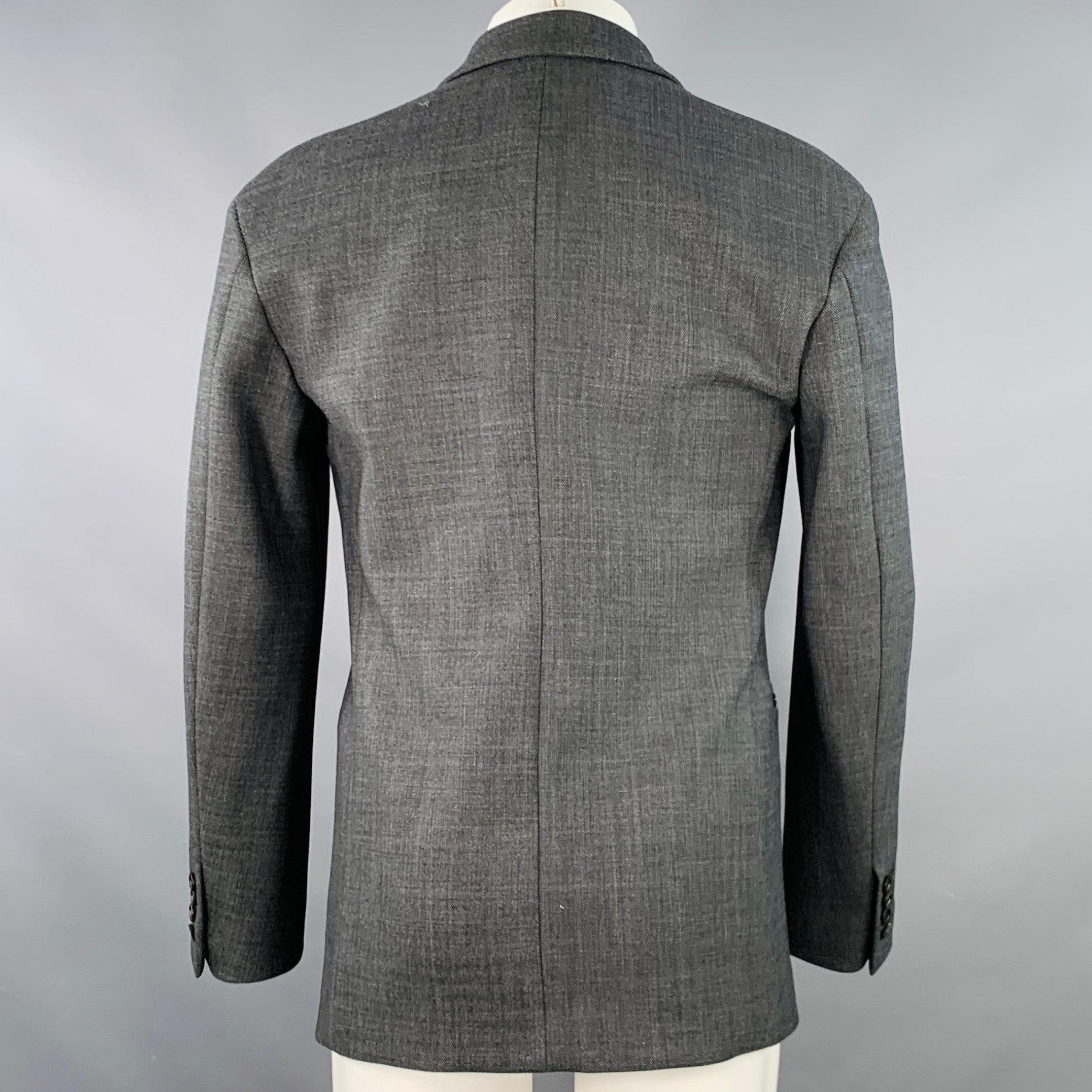 Men's DIRK BIKKEMBERGS Size 36 Grey Black Polyester Wool Peak Lapel Sport Coat For Sale
