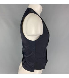DIRK BIKKEMBERGS Size 36 Navy & Black Solid Polyester Blend Vest