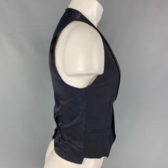 DIRK BIKKEMBERGS  Size 36 Navy &  Black Solid Polyester Blend Vest