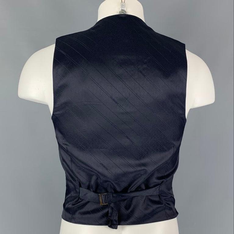 DIRK BIKKEMBERGS  Size 36 Navy &  Black Solid Polyester Blend Vest In Excellent Condition For Sale In San Francisco, CA