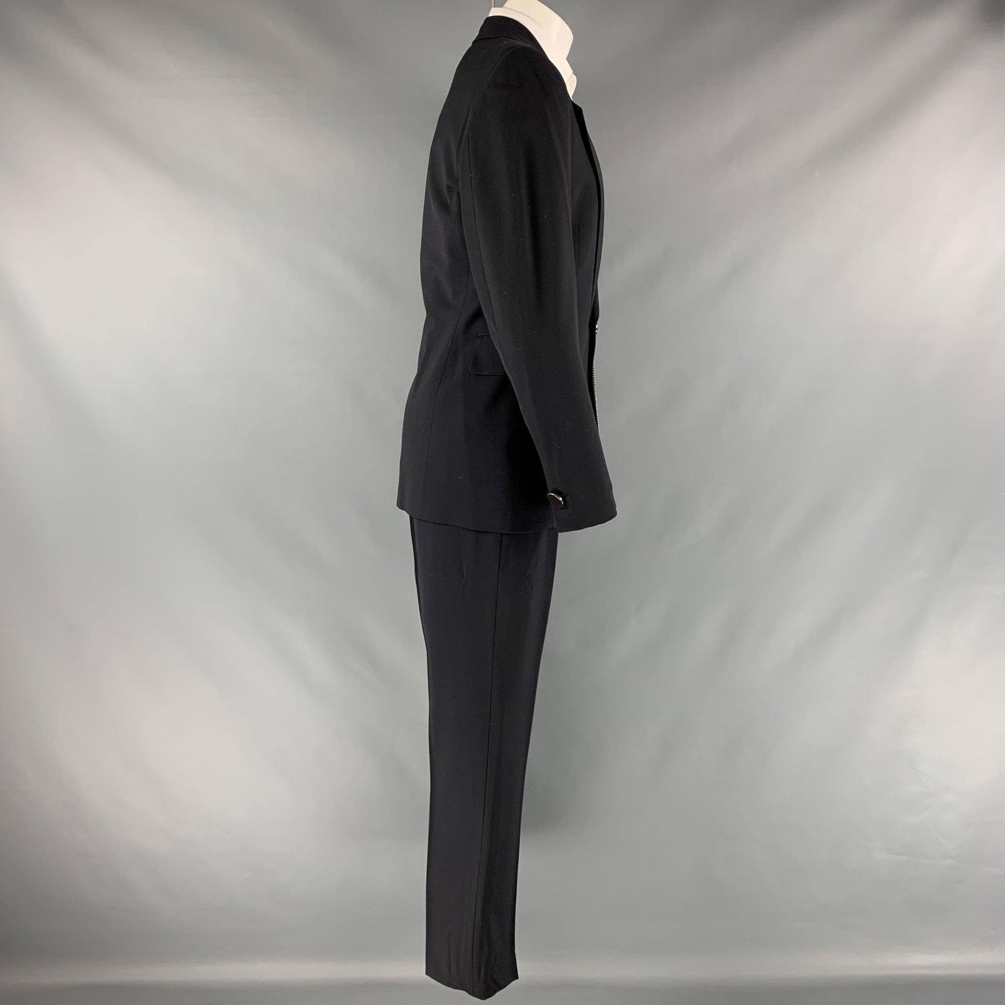 Men's DIRK BIKKEMBERGS  Size 40 Black Solid Wool  Elastane Notch Lapel Suit For Sale