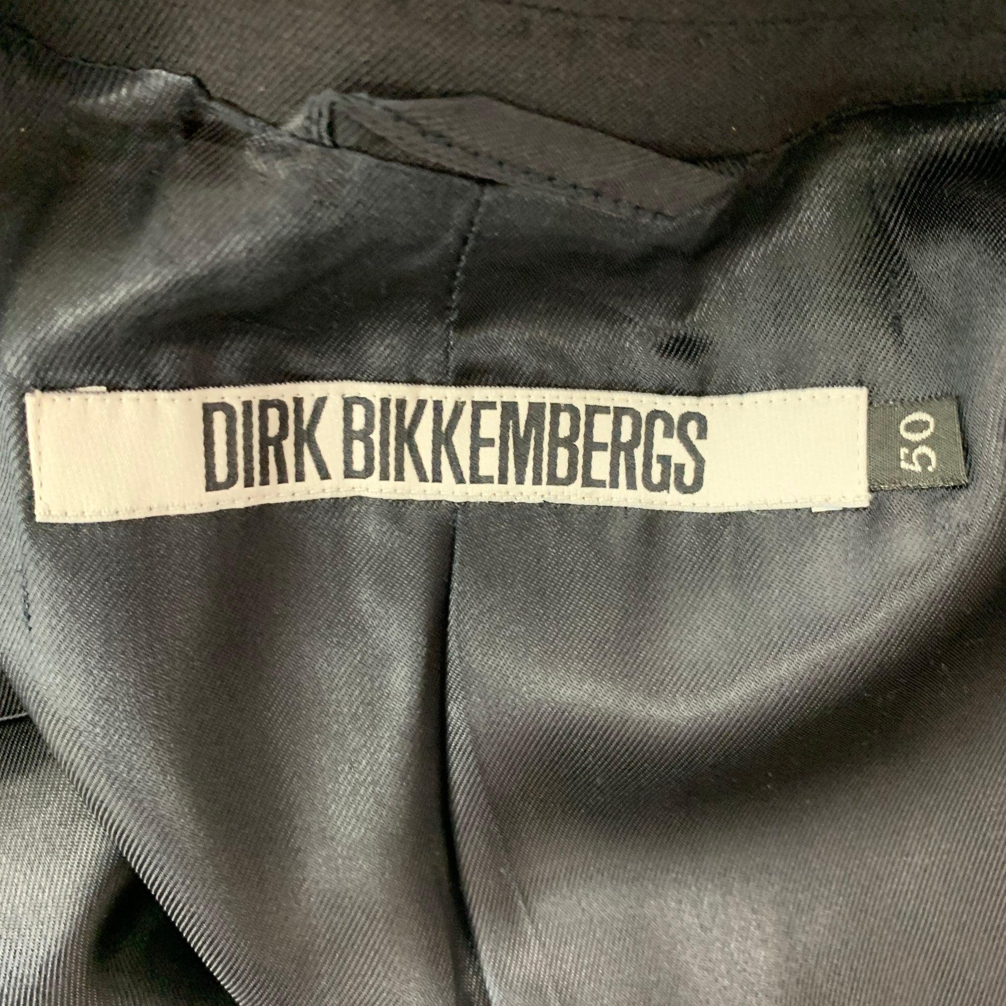 DIRK BIKKEMBERGS  Size 40 Black Solid Wool  Elastane Notch Lapel Suit For Sale 5
