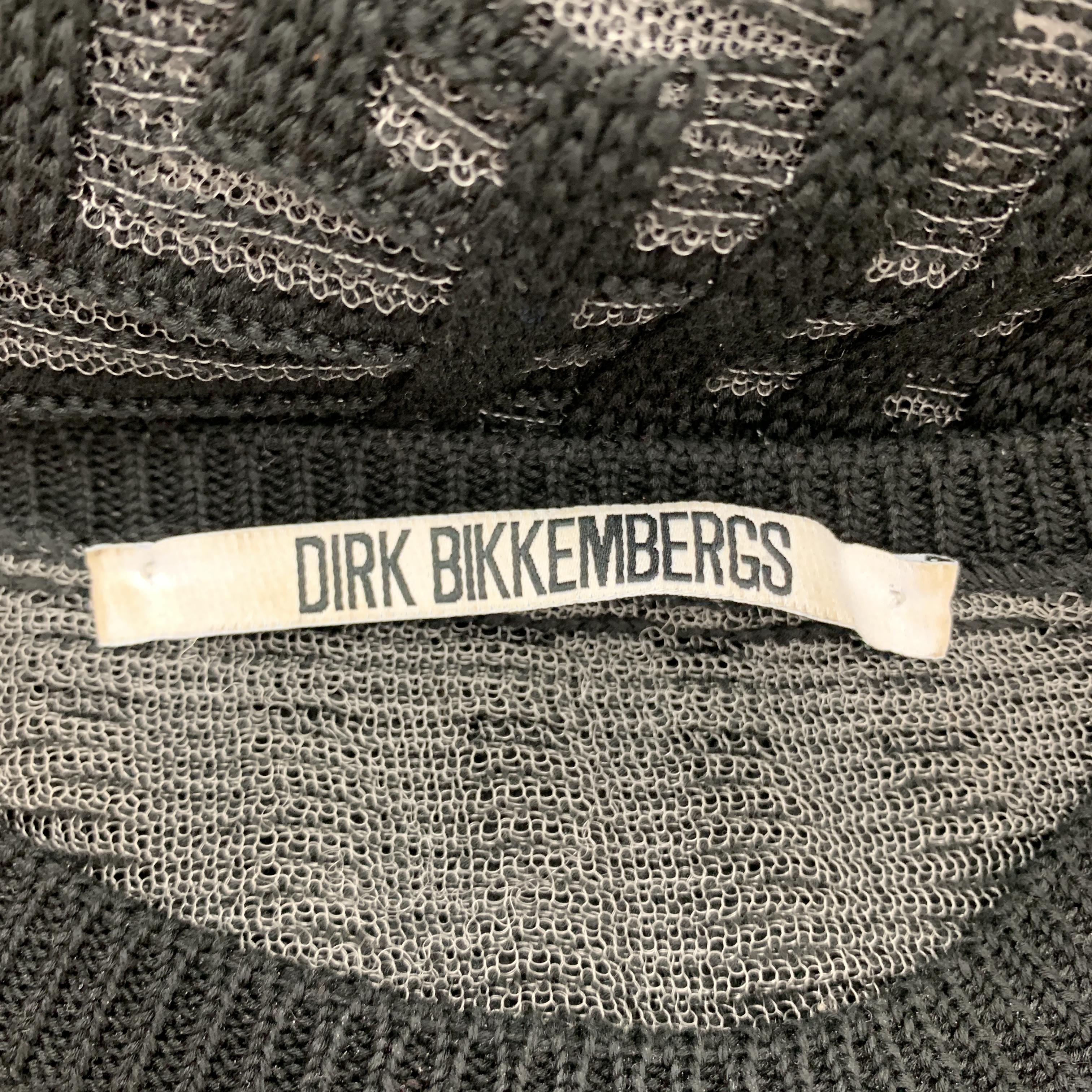 DIRK BIKKEMBERGS Size M Black & Silver Sheer Stripe Short Sleeve Pullover 4