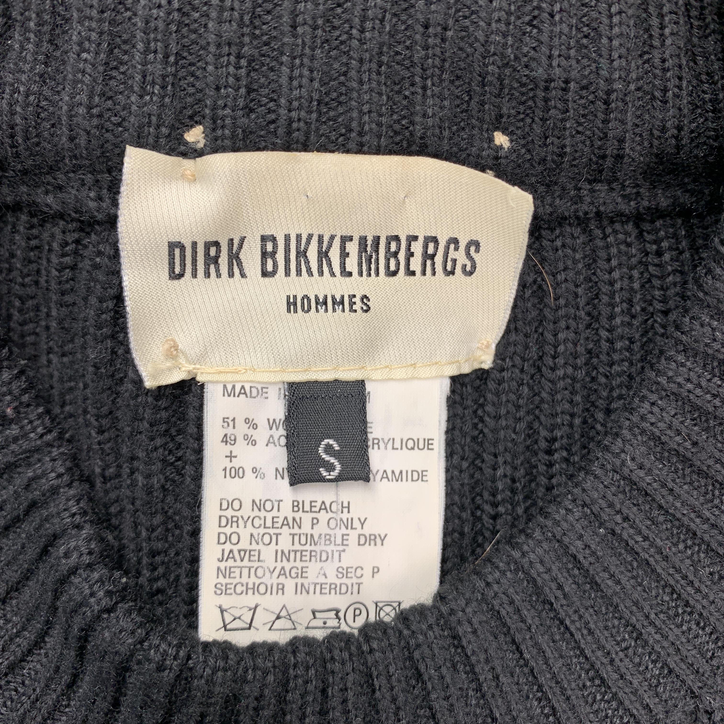 DIRK BIKKEMBERGS Size S Black Ribbed Knit Wool Grommet Side Cropped Vest 1