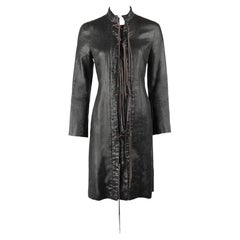 Dirk Bikkembergs Frühjahr/Sommer 2003 Leinenmantel mit Schnürung Kleid IT40