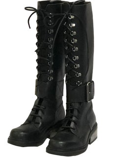 Dirk Bikkembergs Tall Lace Up Boots with Buckle, 1990s