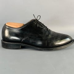 DIRK BIKKEMBERGS Vintage Size 10.5 Black Geometric Leather Lace-Up Shoes