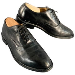 DIRK BIKKEMBERGS Vintage Size 10.5 Black Geometric Leather Lace-Up Shoes