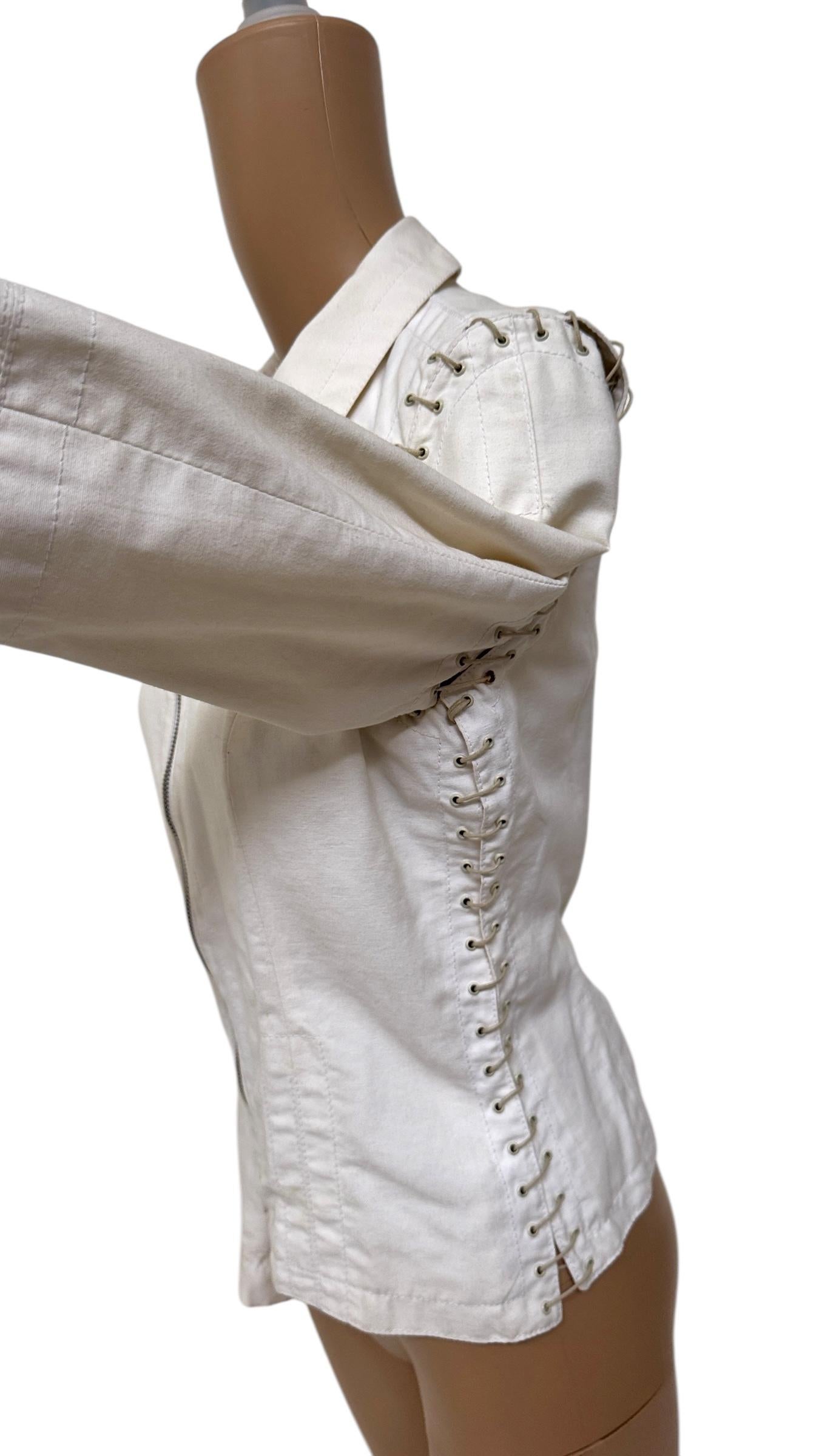 Dirk Bikkembergs Vintage White Cotton Jacket - Pas de droits d'importation ! Nous payons pour cela. en vente 11