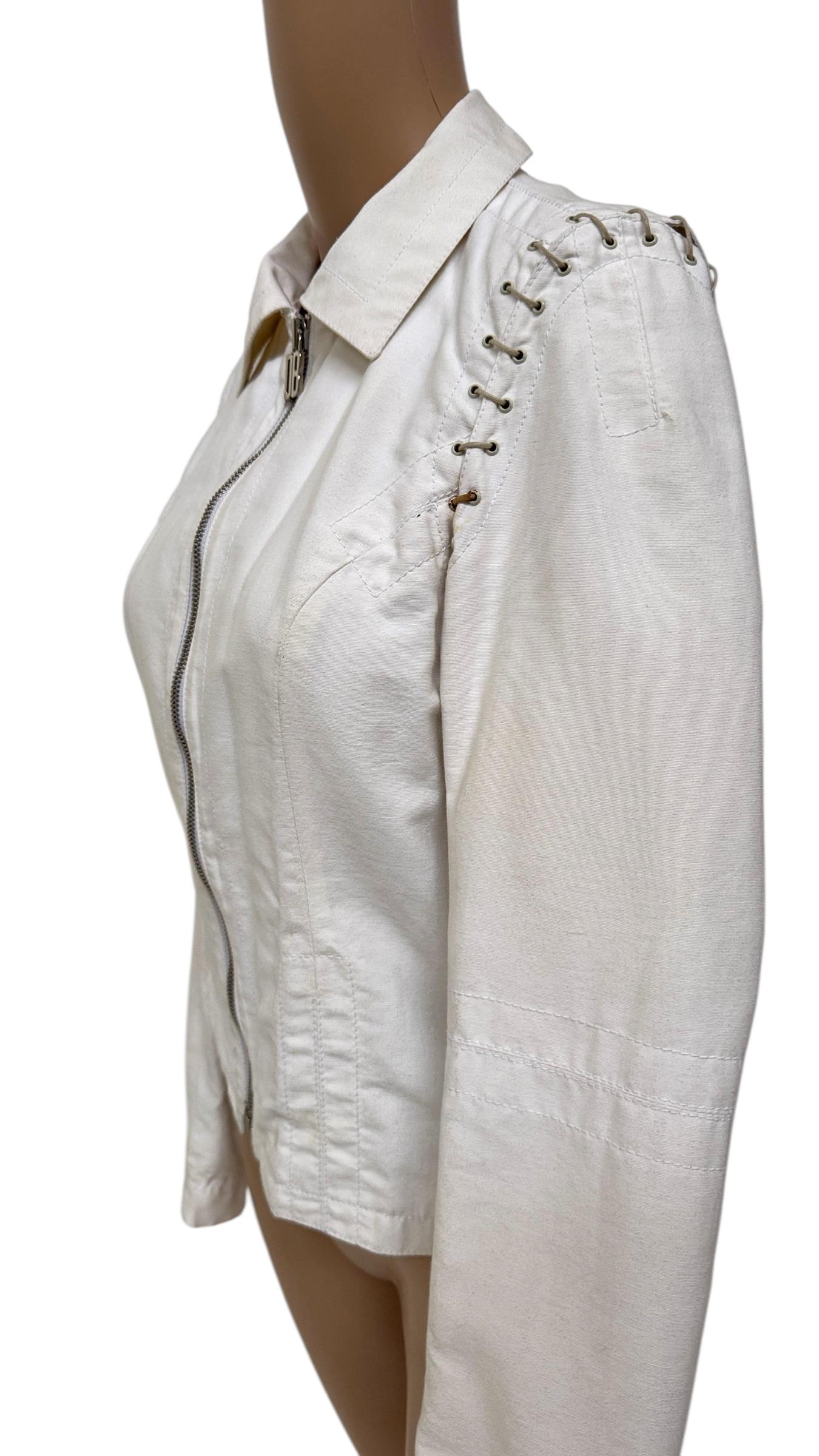 Dirk Bikkembergs Vintage White Cotton Jacket - Pas de droits d'importation ! Nous payons pour cela. en vente 12